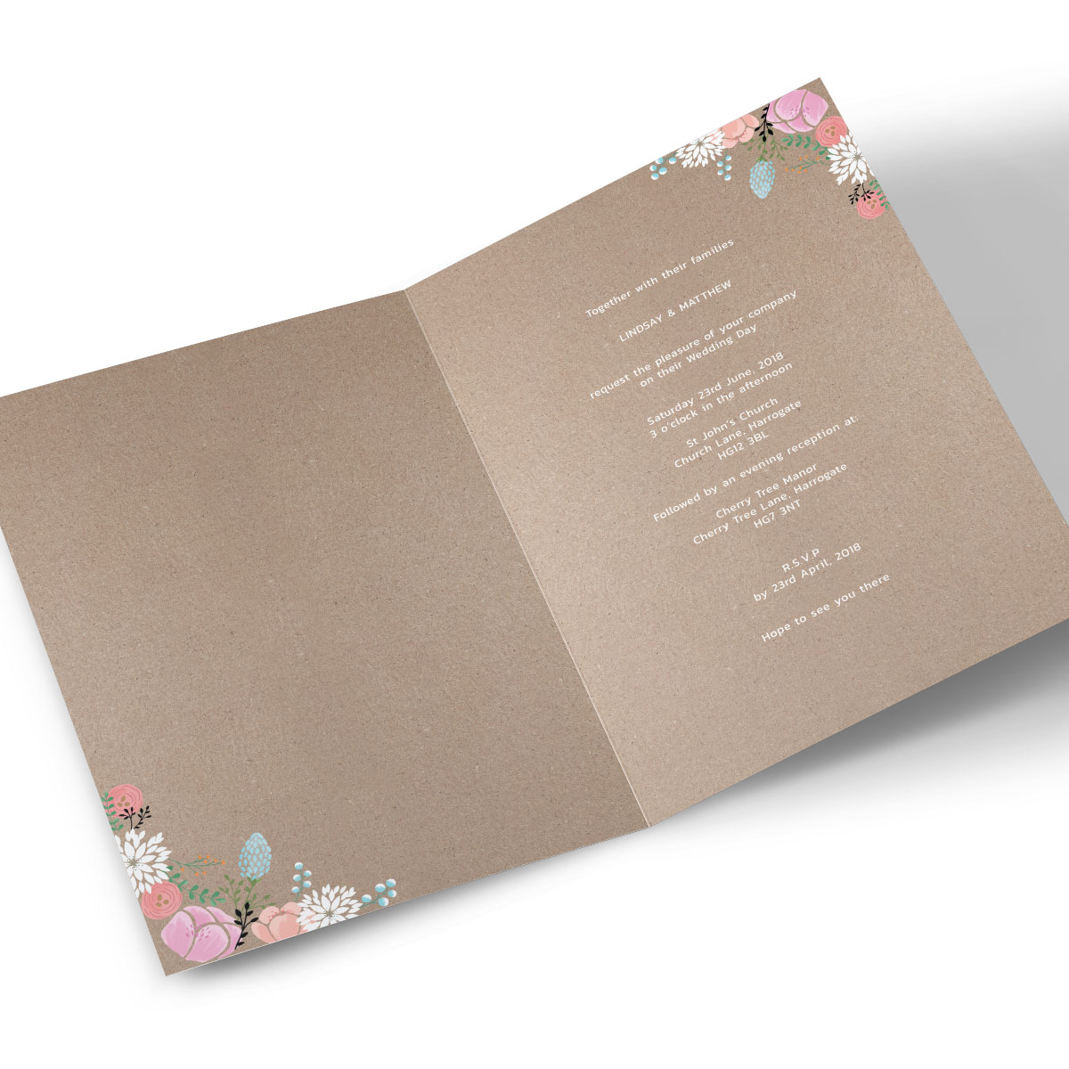 Personalised Wedding Invitation - Rustic Floral
