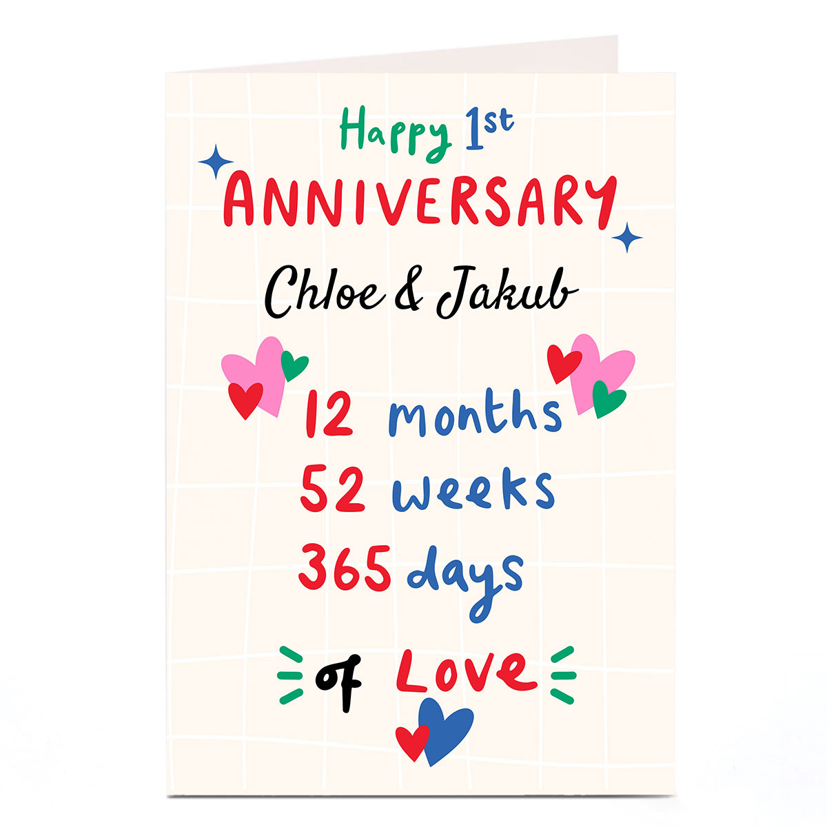 Personalised Anniversary Card - Happy 1st Anniversary