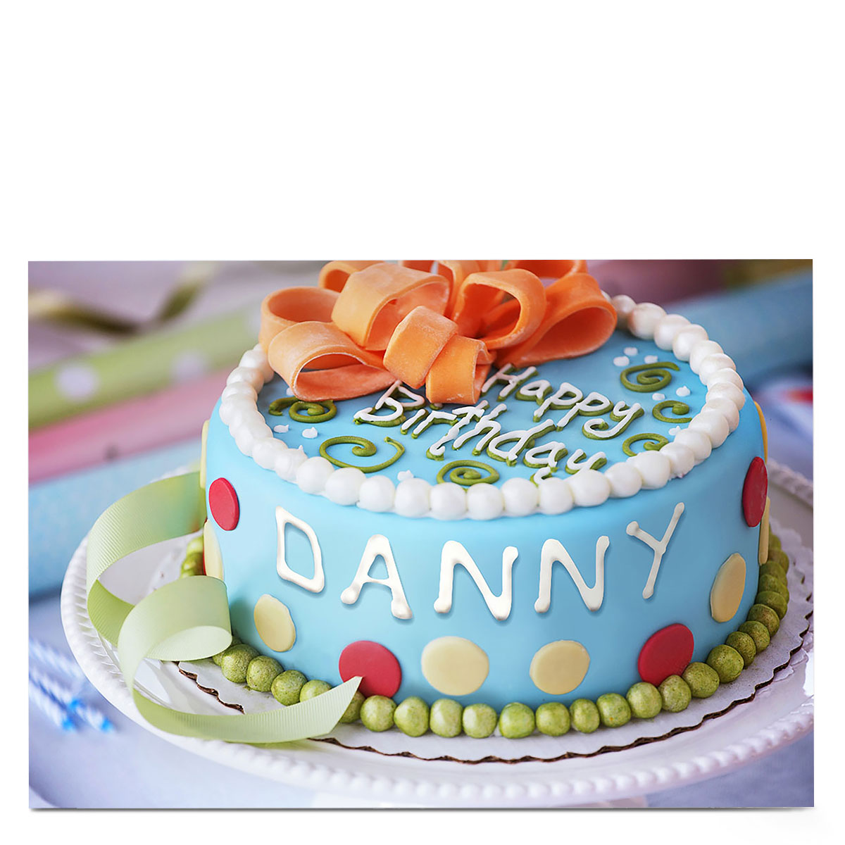 Personalised Birthday Card - Blue Cake