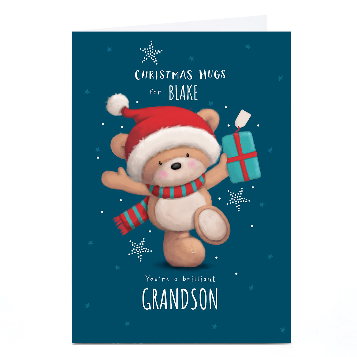 Personalised Hugs Bear Christmas Card - You're Brilliant