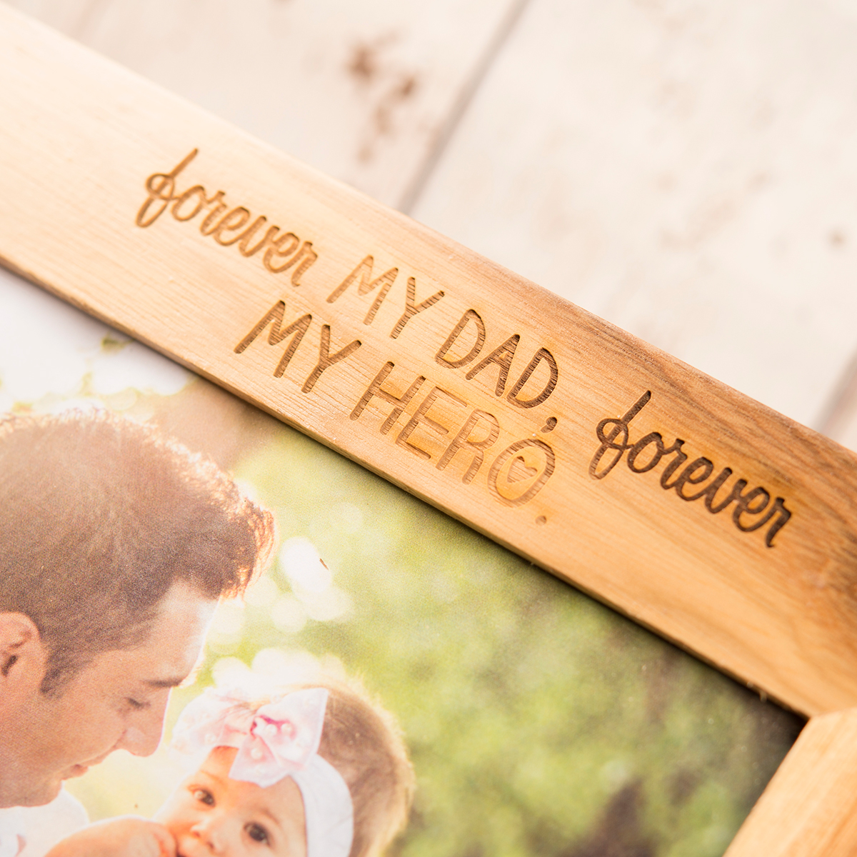Personalised Engraved Wooden Photo Frame - Forever My Dad