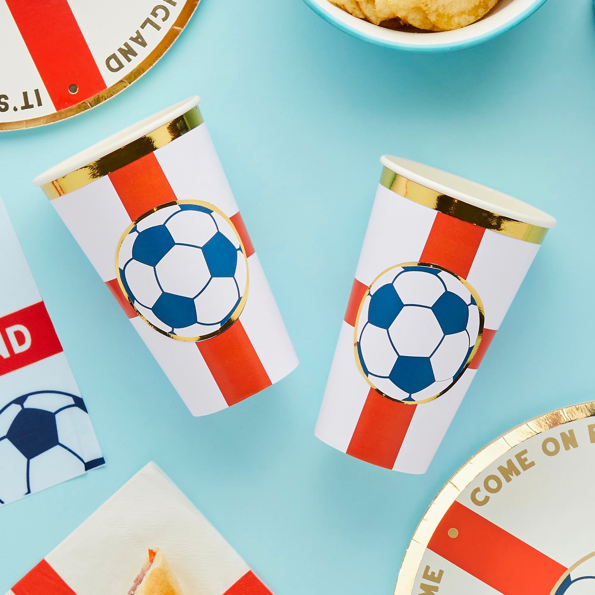 Come On England Football Jumbo Paper Cups - Pack of 8