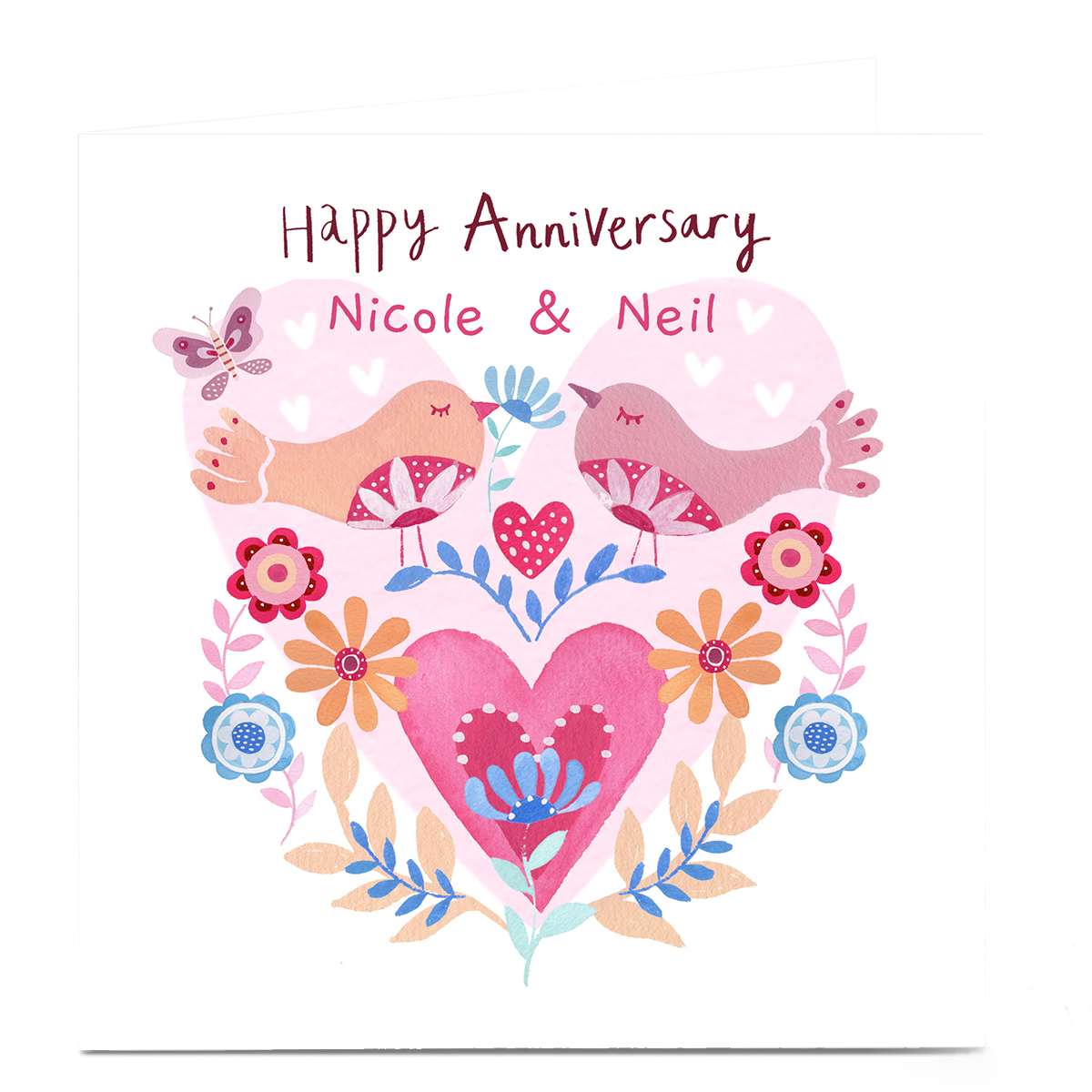 Personalised Lindsay Loves To Draw Anniversary Card - Hearts