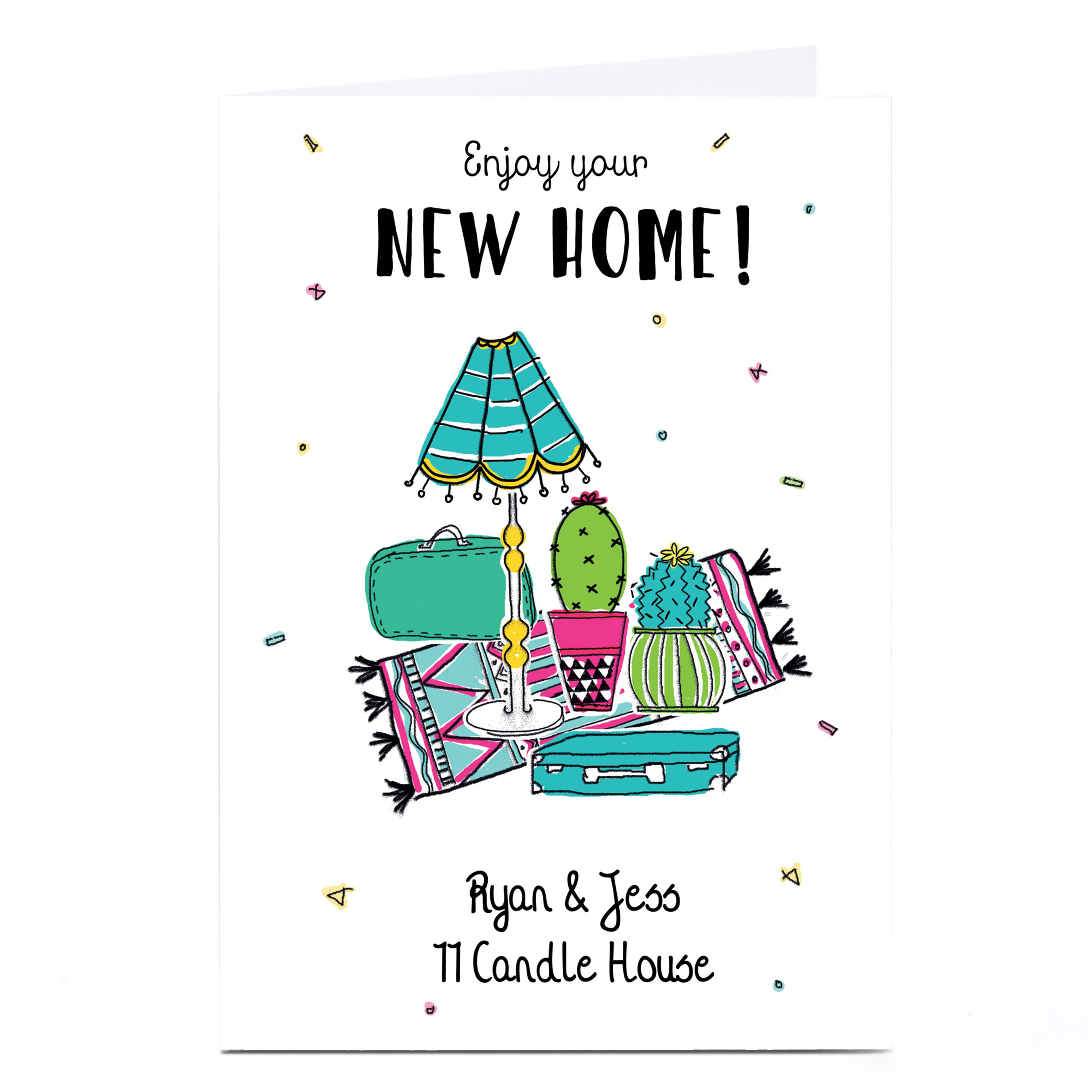 Personalised New Home Card - Cactus & Lamp