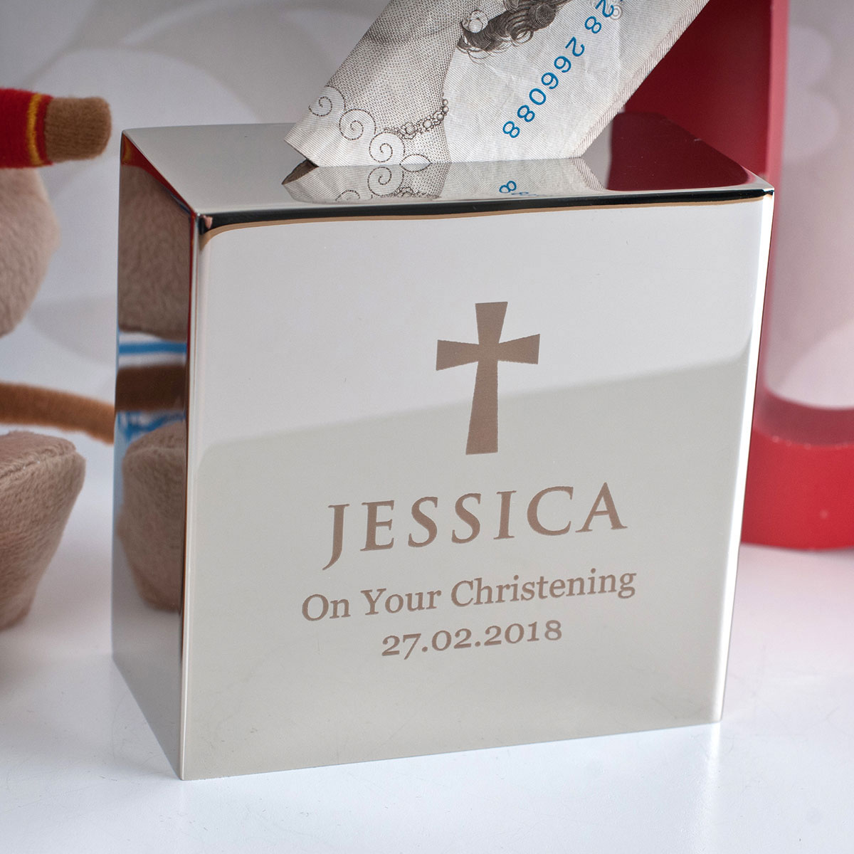 Personalised Engraved Silver Plated Money Box - Christening