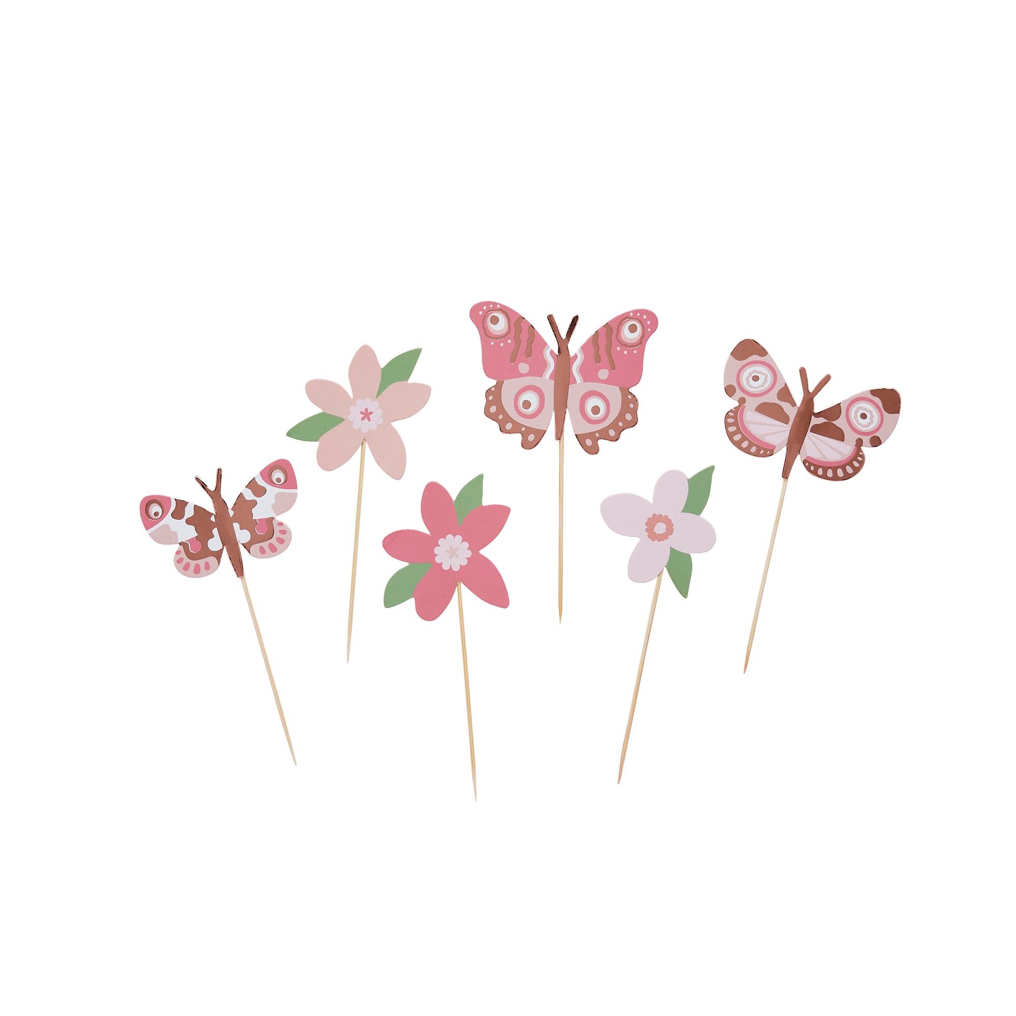 Flower & Butterfly Food Picks - Pack of 12