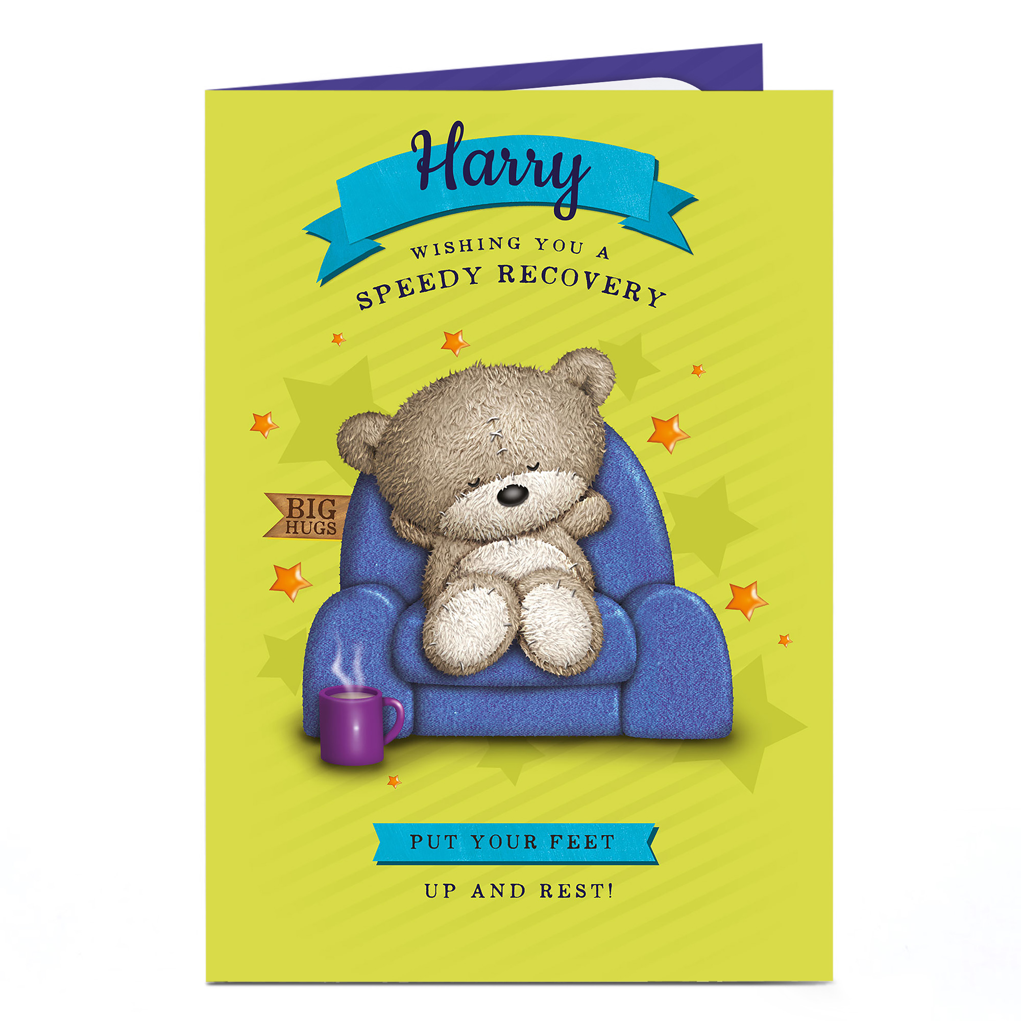 Personalised Hugs Get Well Soon Card - Put Your Feet Up