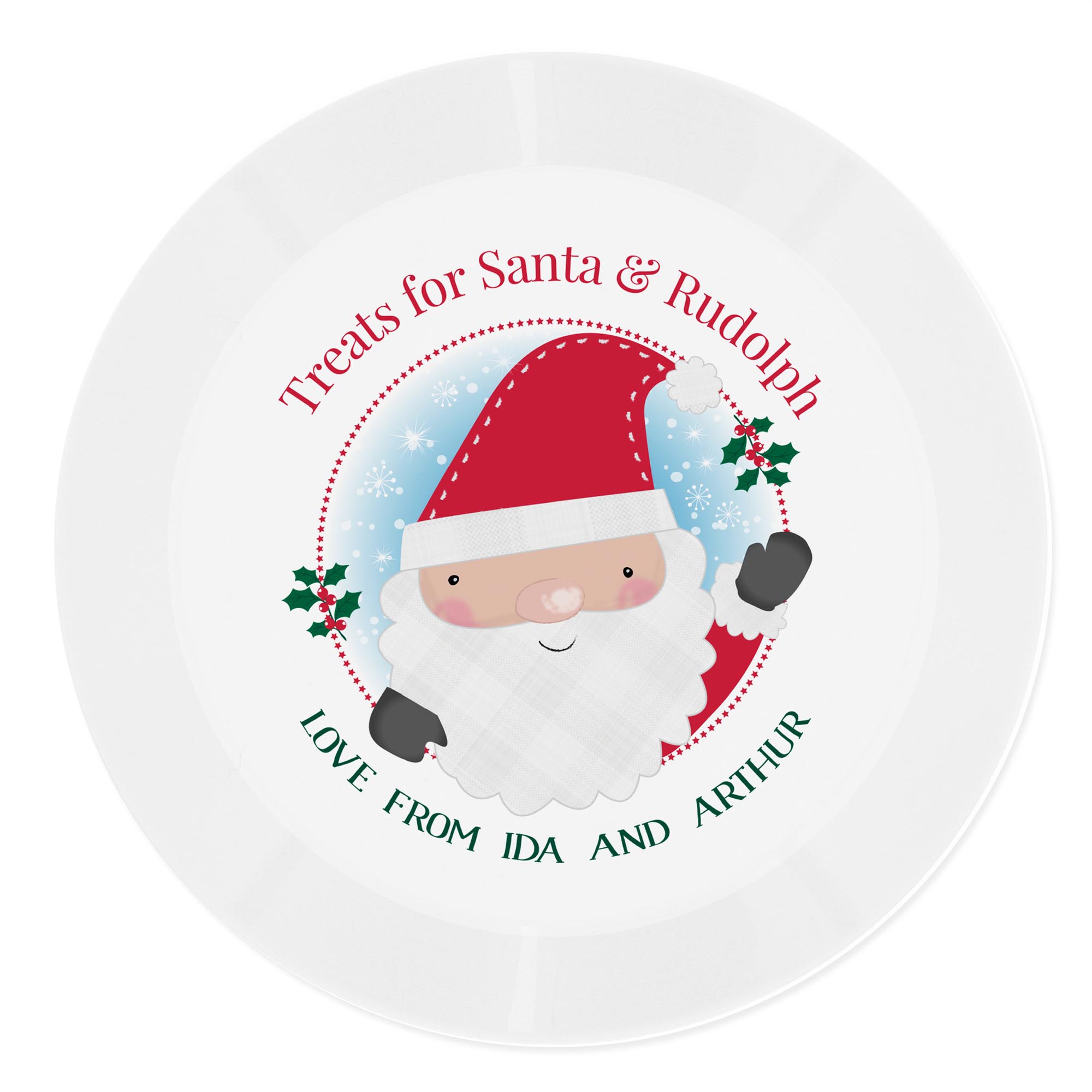 Personalised Santa Christmas Eve Mince Pie Plastic Plate,  Personalised Santa Christmas Eve Mince Pie Plastic Plate