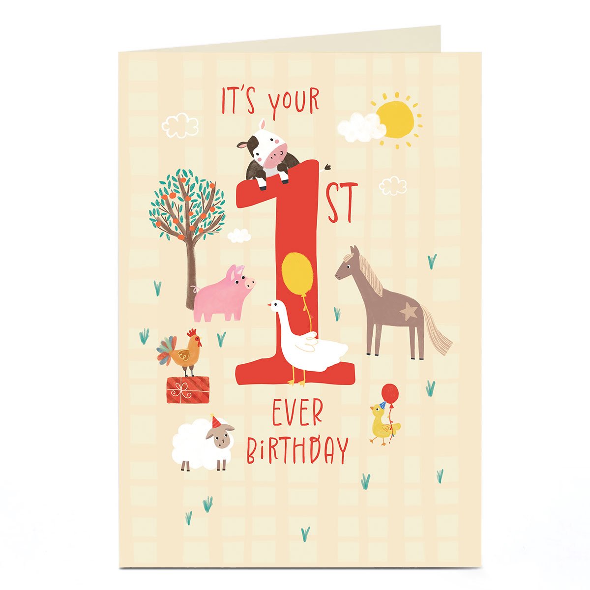 1st Birthday Card - 1st Ever Birthday Farm Animals