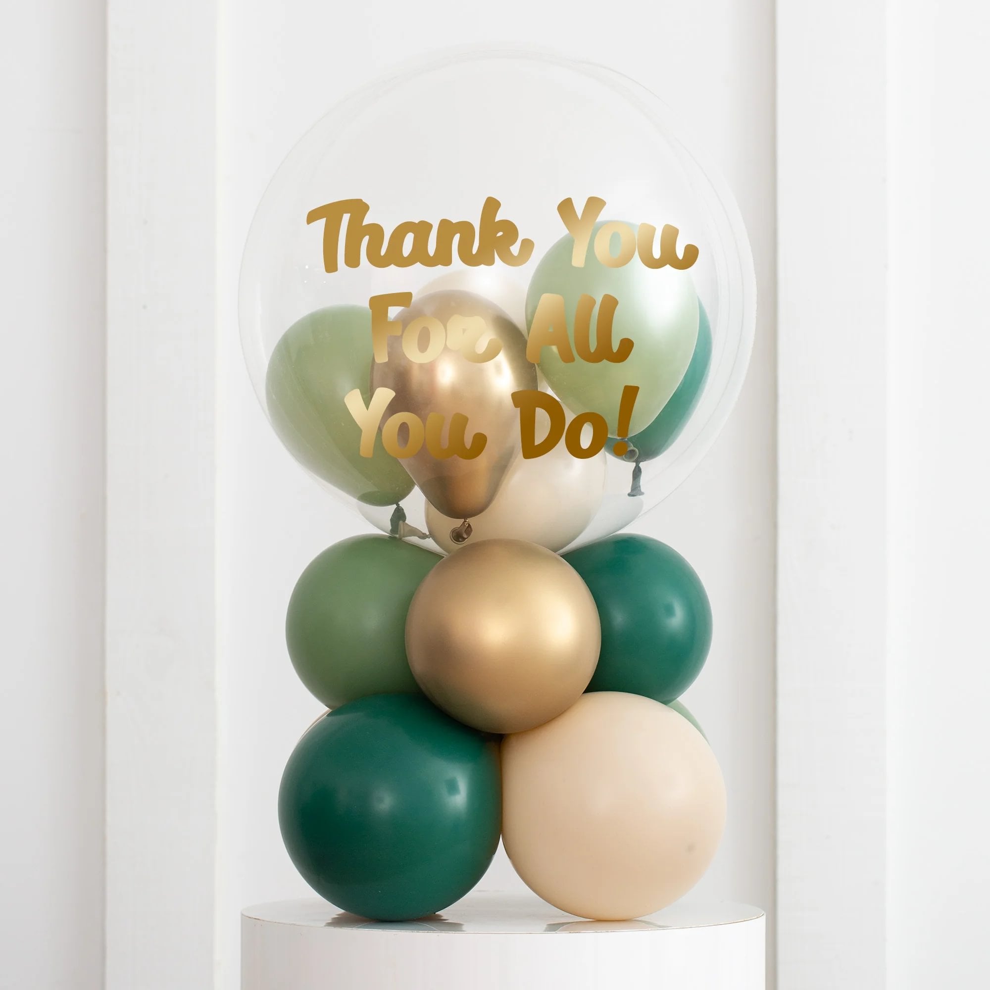 Personalised Green Mini Filled Bubble Balloon Stack - Delivered Inflated!