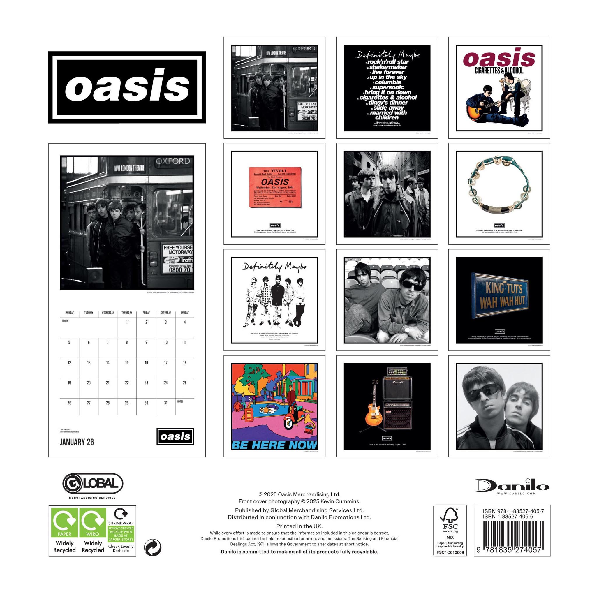 Oasis 2026 Square Wall Calendar