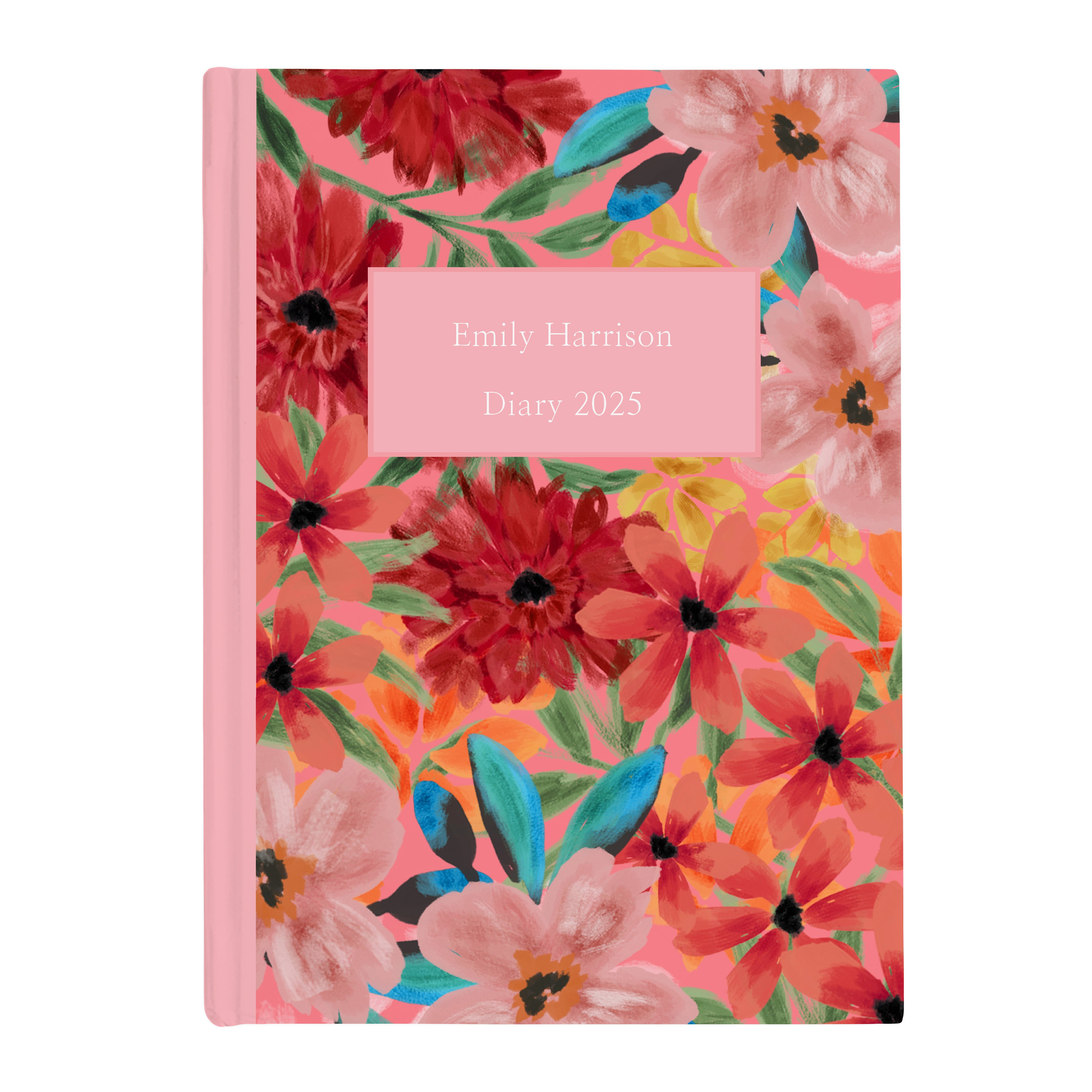 Personalised Diary - Pink and Red Floral