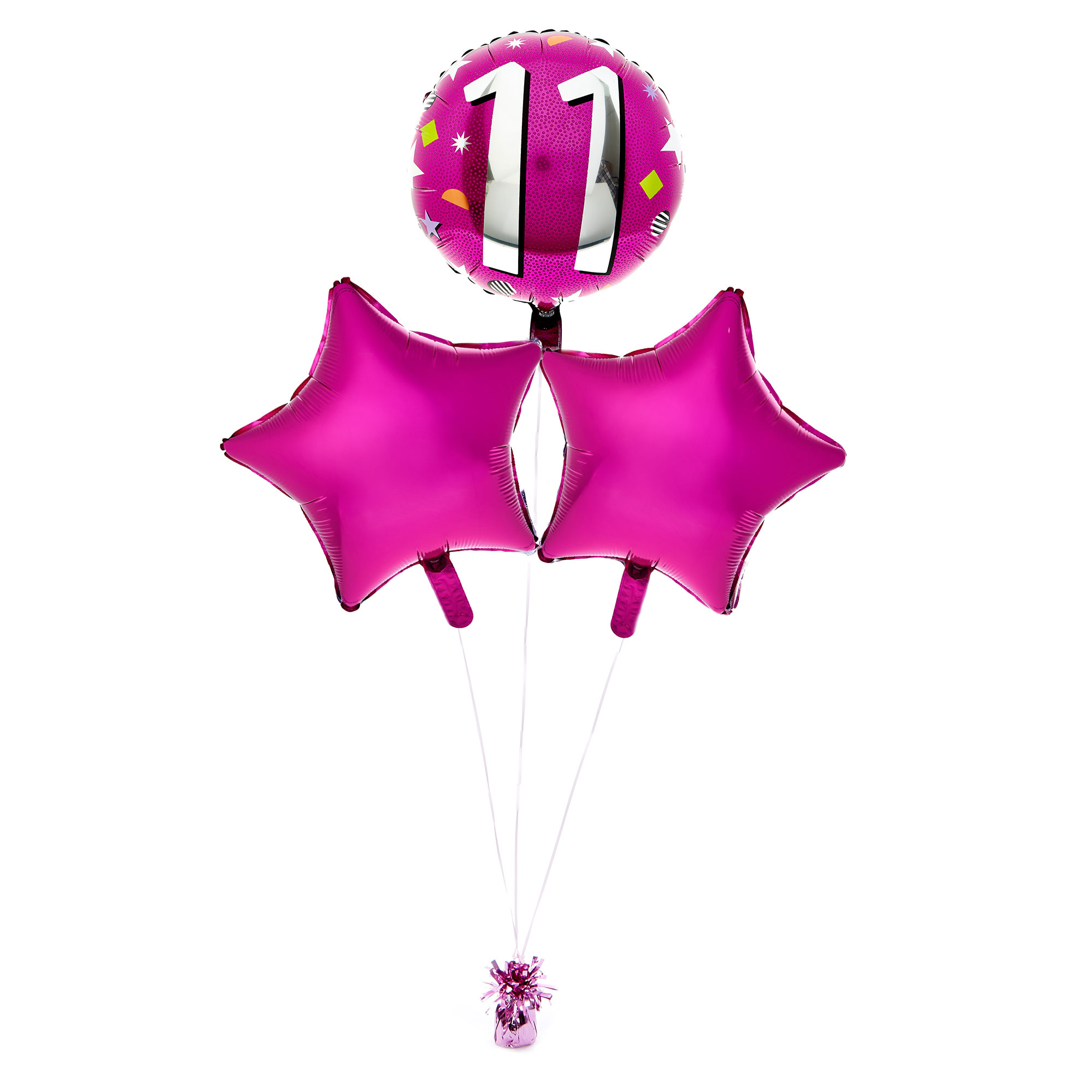 Pink & Silver 11th Birthday Balloon Bouquet - DELIVERED INFLATED!