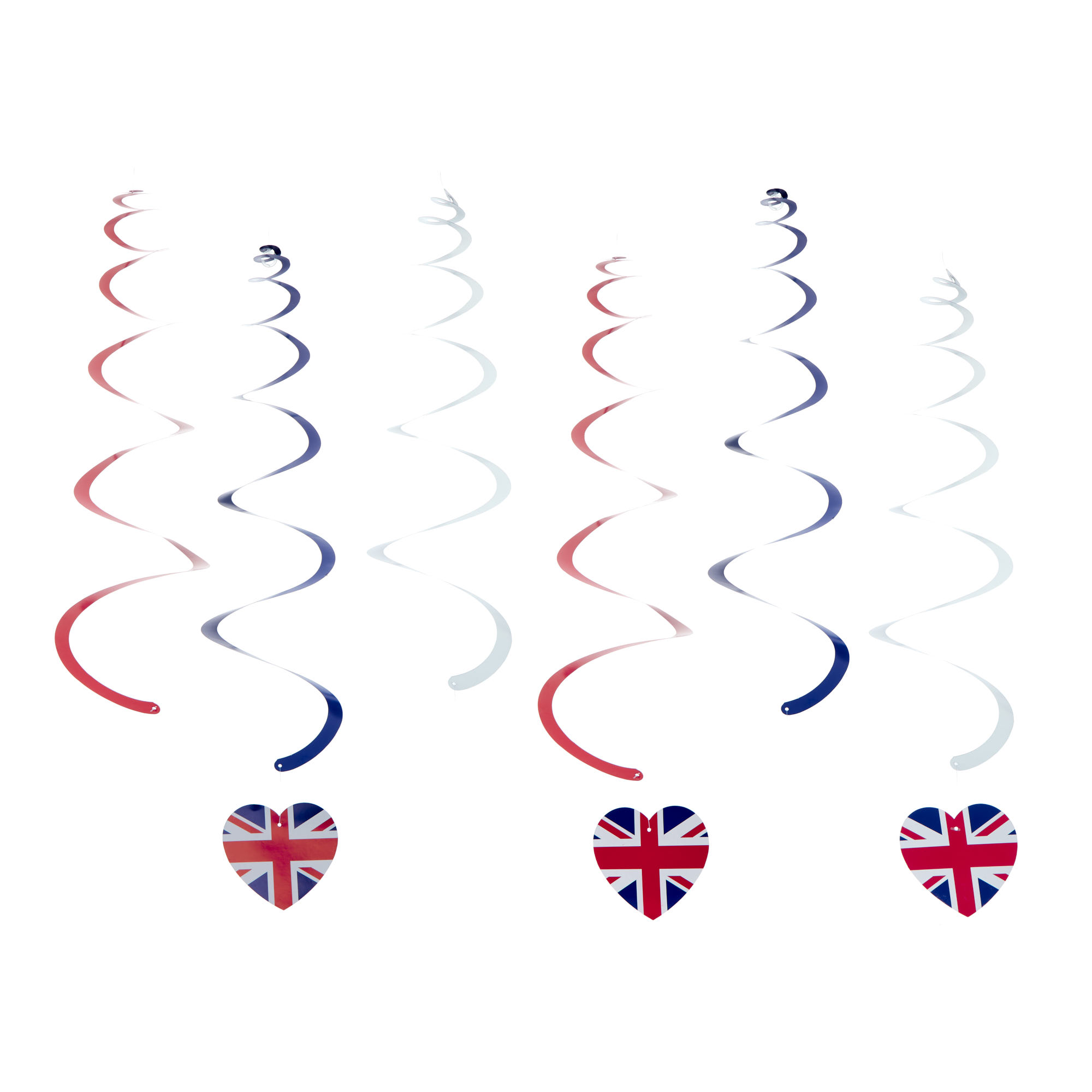 Union Jack Hanging Swirl Decorations - Pack of 12