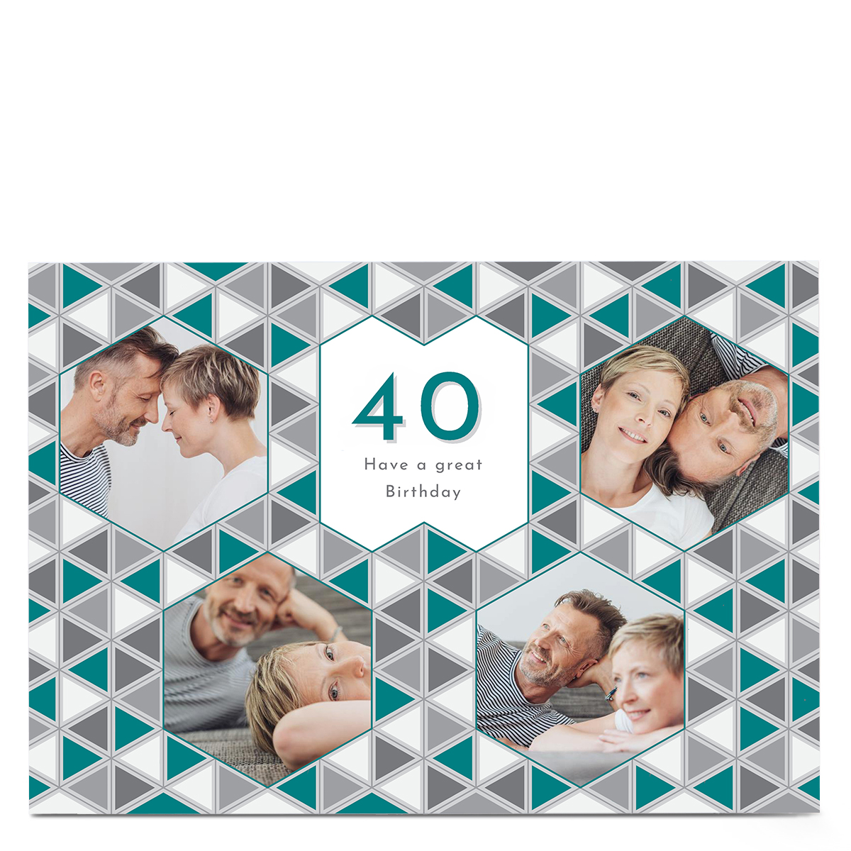 Photo 40th Birthday Card - Great Birthday, Geometric, Editable Age