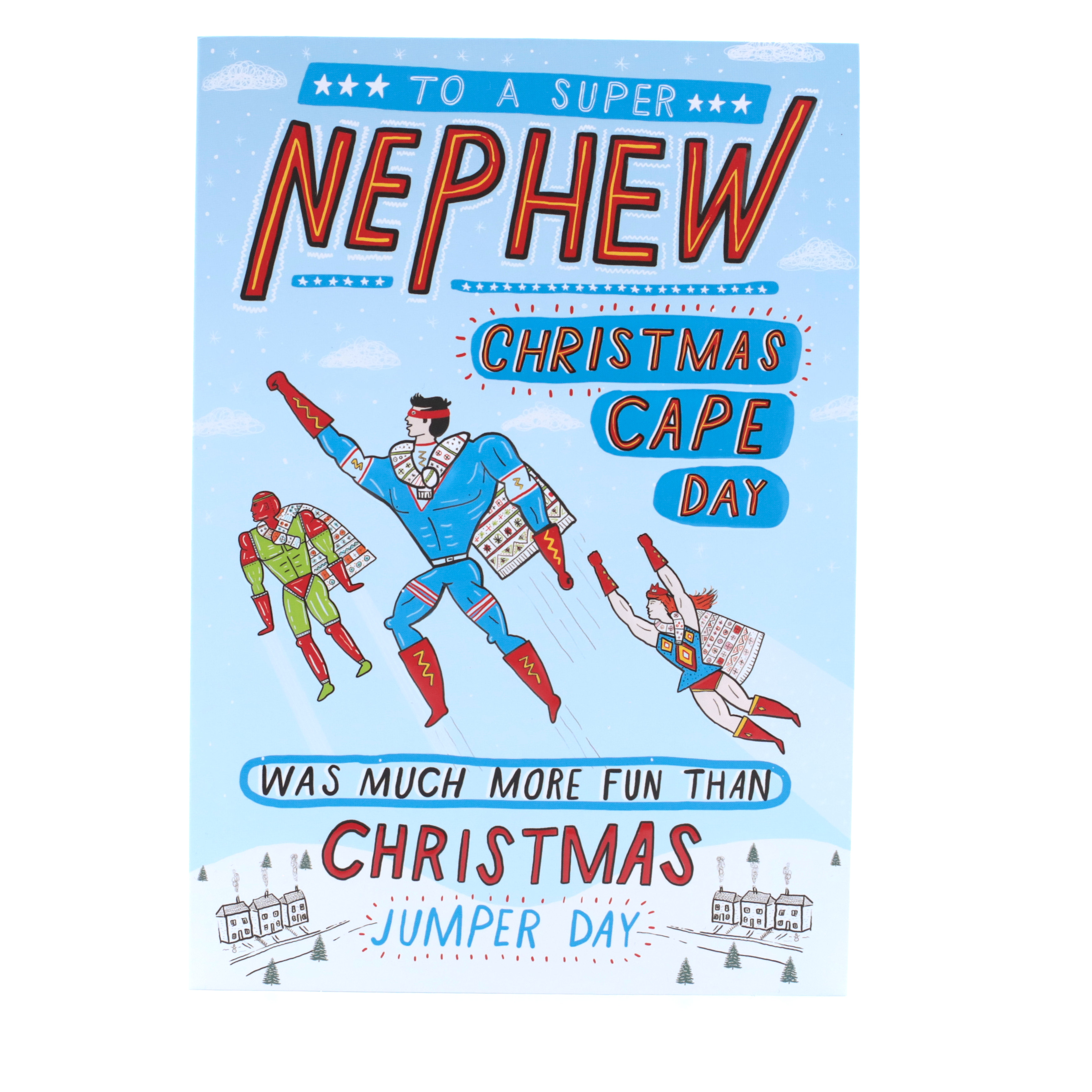 Christmas Card - Super Nephew, Christmas Cape Day