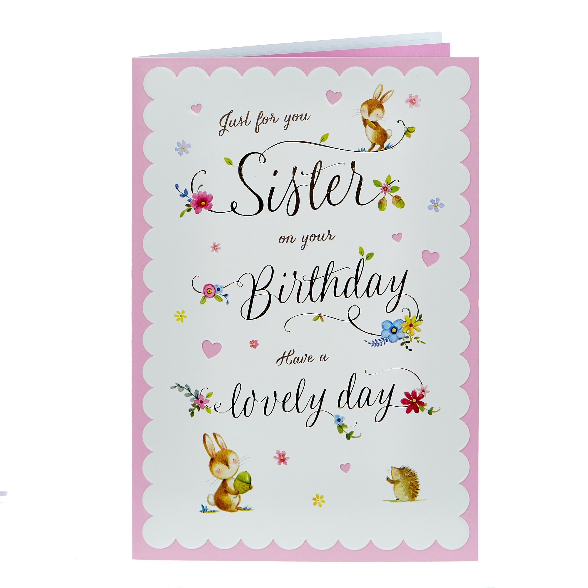 Birthday Card - Sister, Woodland Animals 