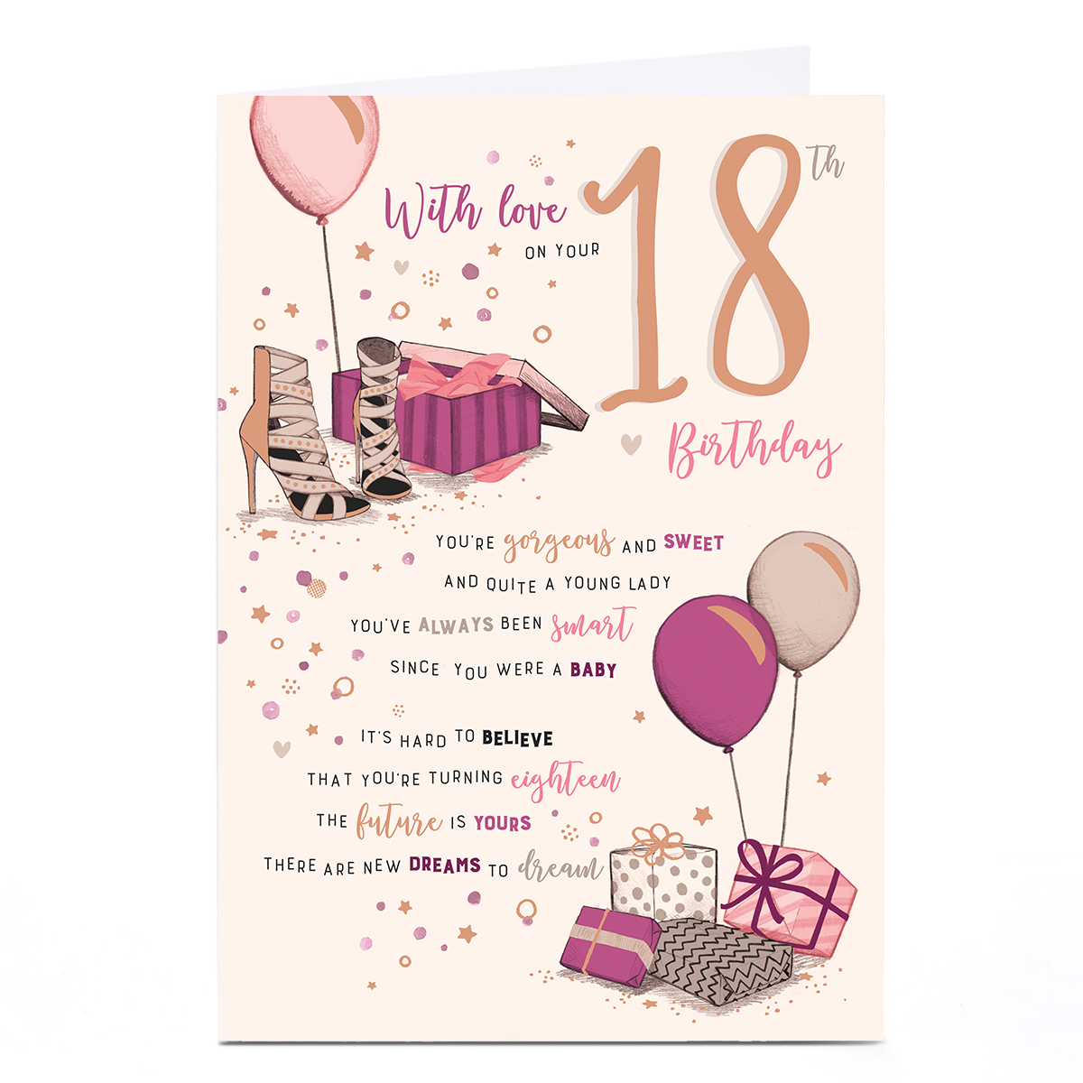 Personalised 18th Birthday Card - Pink New Dreams to Dream