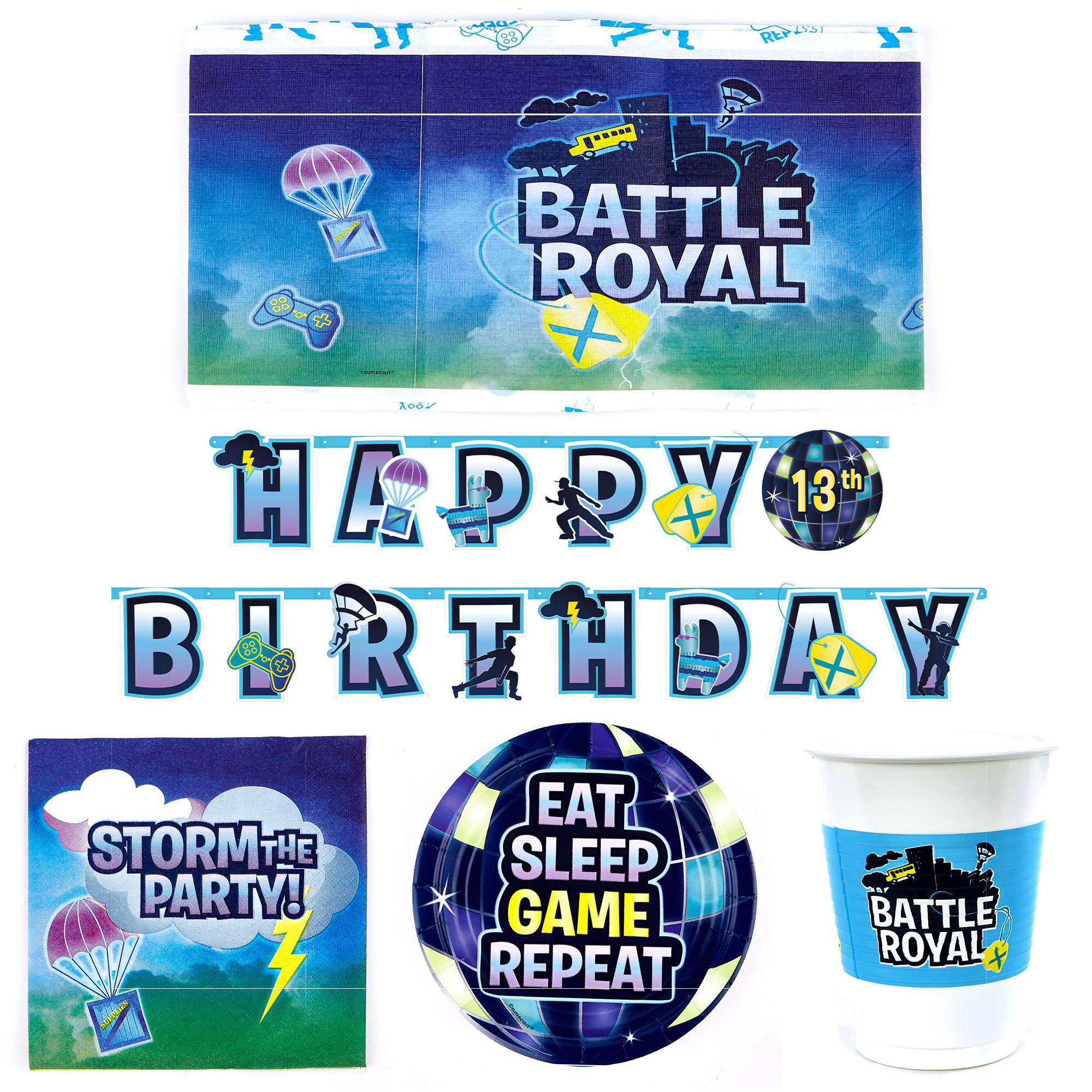 Battle Royal Party Tableware & Decoration Bundle - 16 Guests