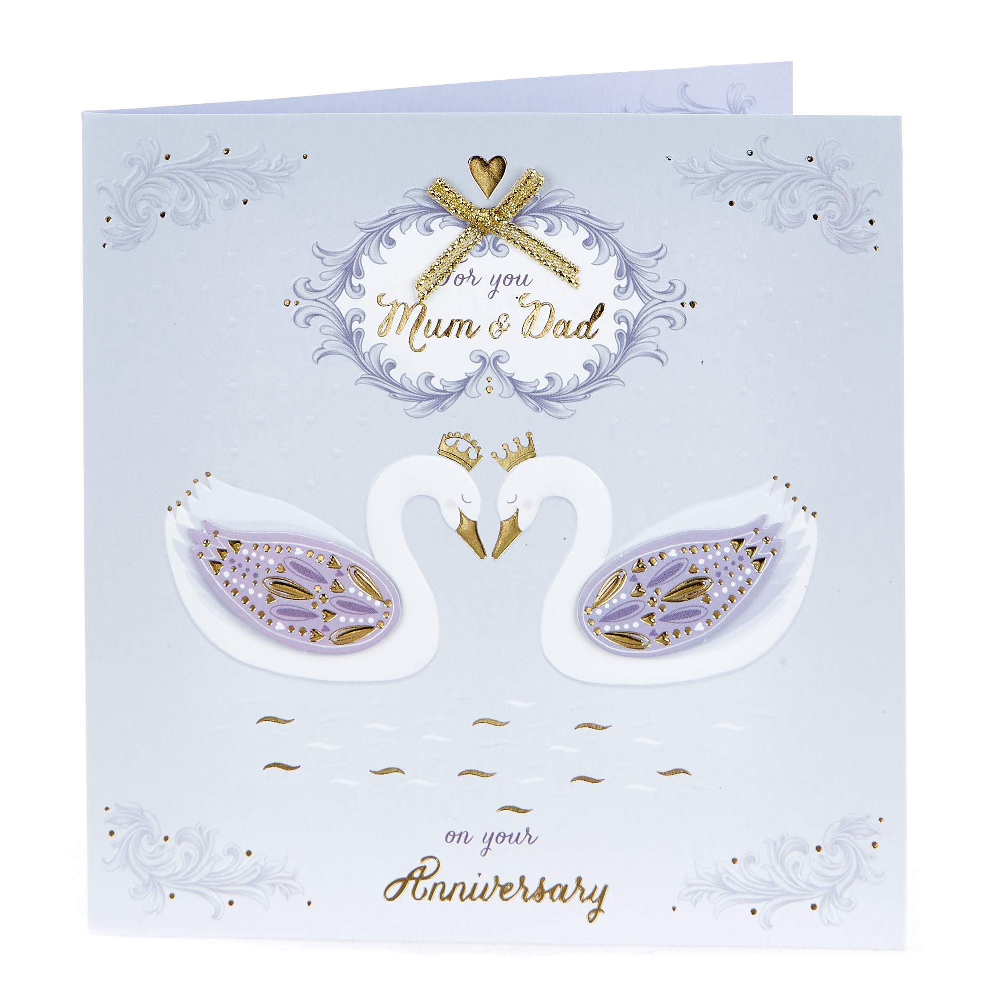 Boutique Collection Anniversary Card - Mum & Dad, Swans