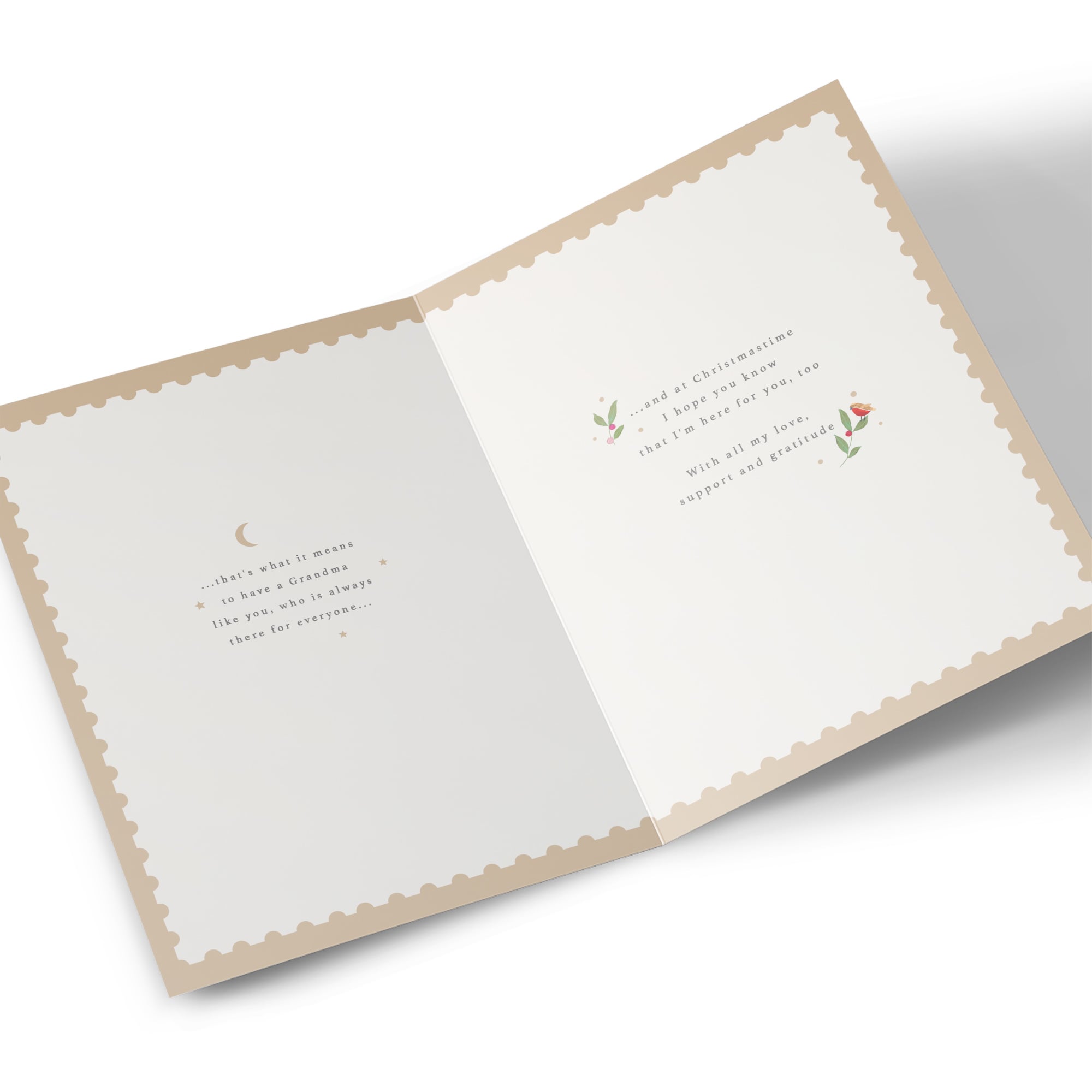 Christmas Card - Deeds of Kindness and Words of Love, Grandma