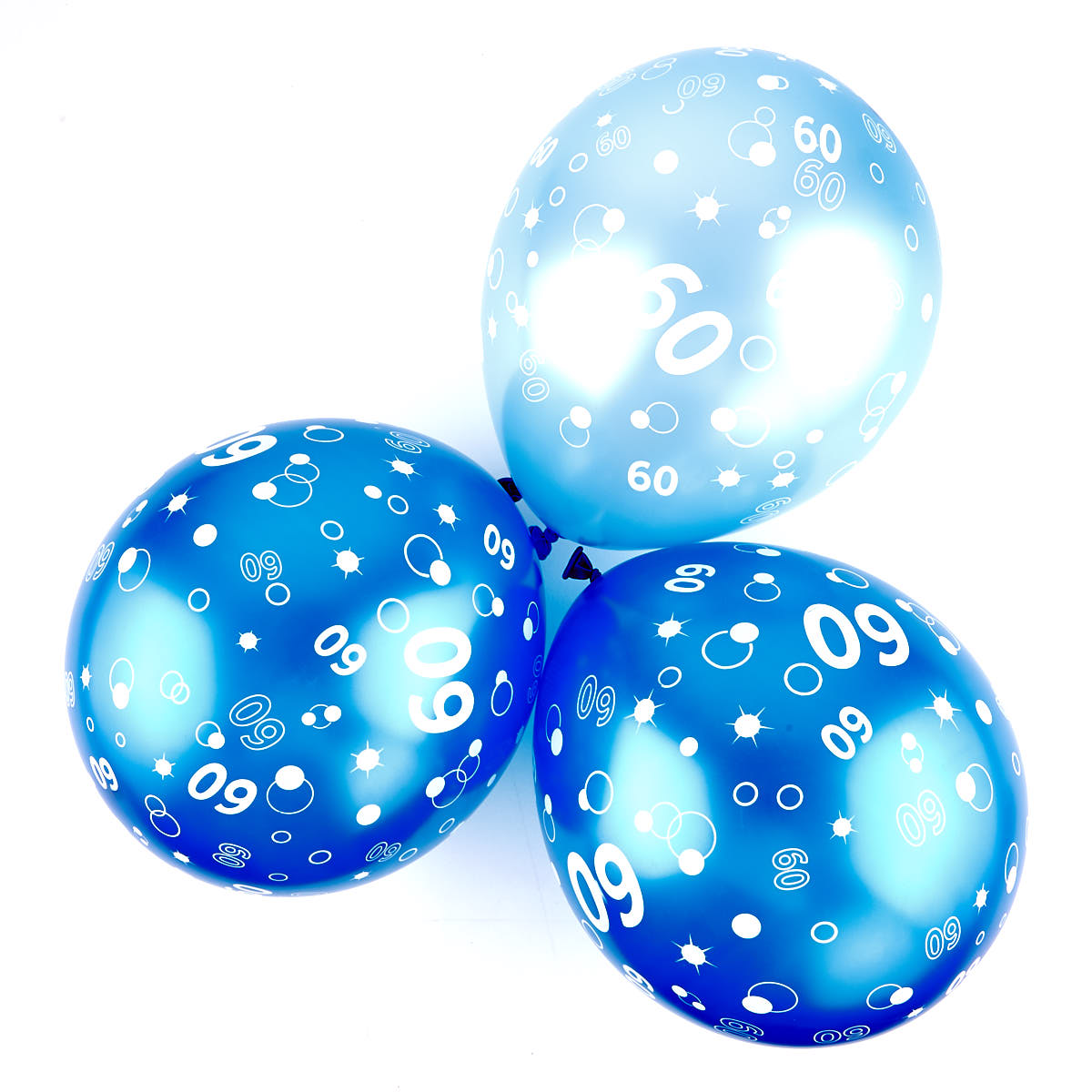 Metallic Blue Circles 60th Birthday Helium Latex Balloons - Pack Of 6