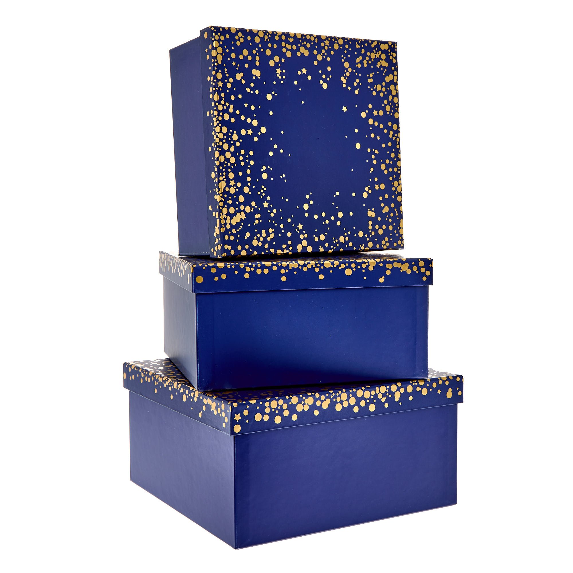 Navy Speckle Gift Boxes - Set of 3