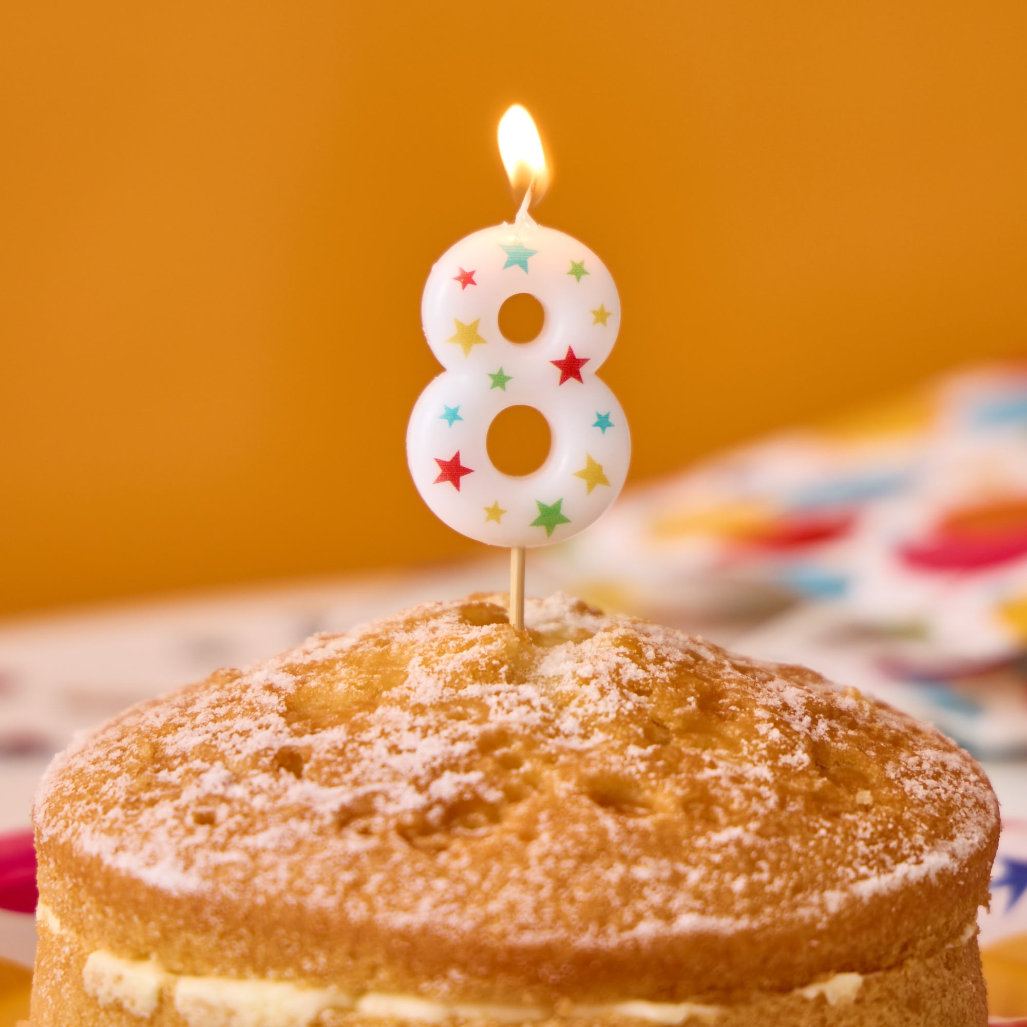 Star Print Number 8 Cake Candle