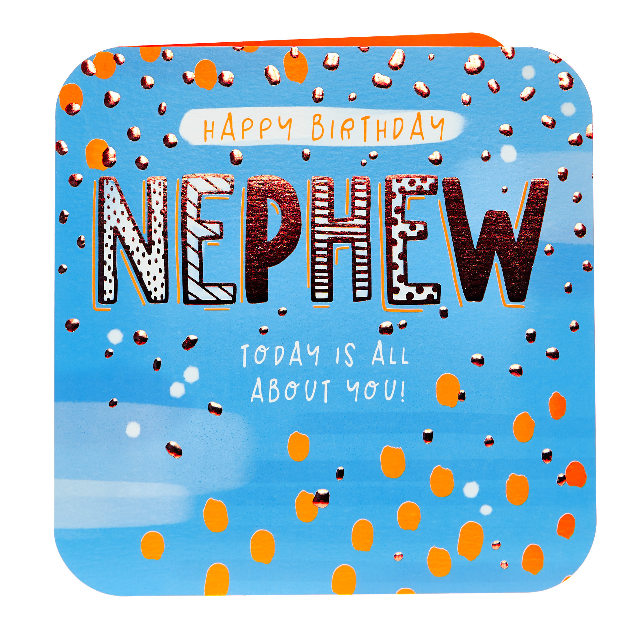 Nephew All About You Orange & Blue Birthday Card