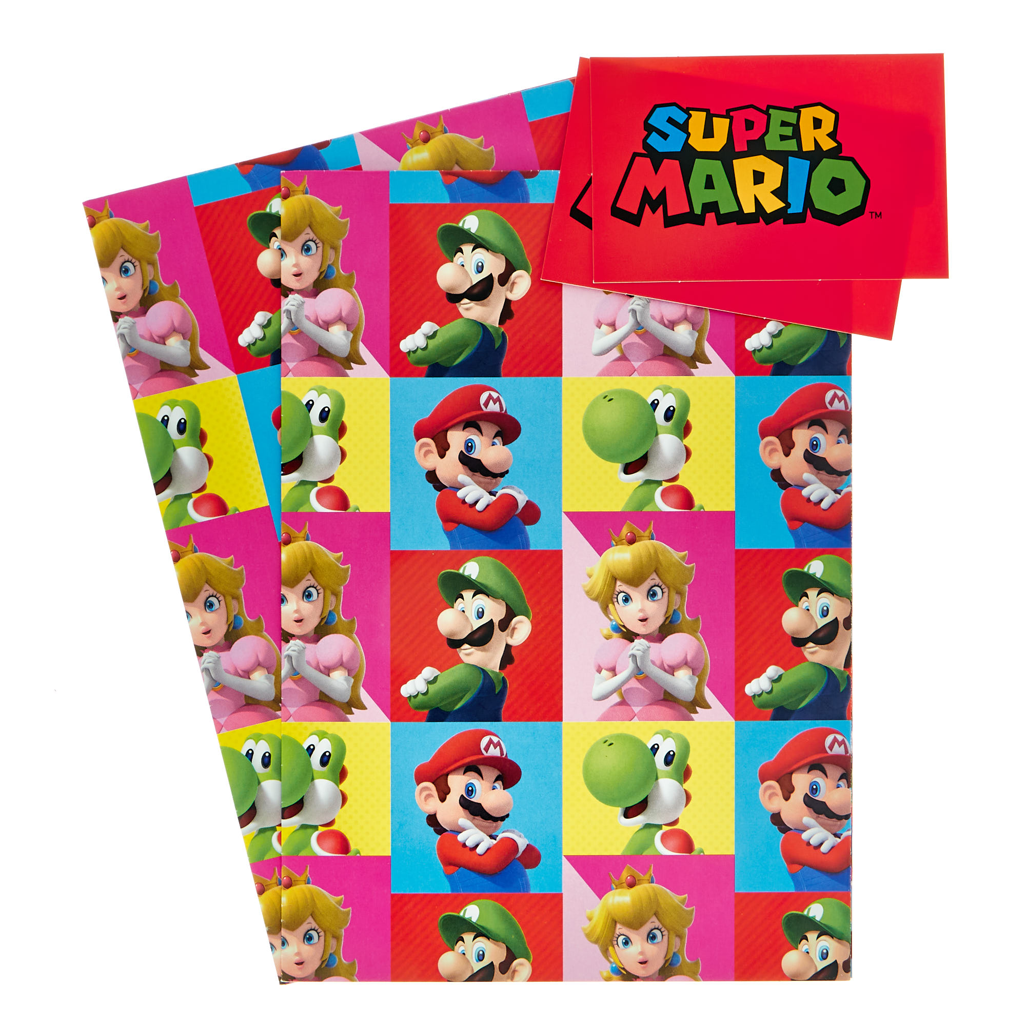 Super Mario Gift Wrap - 2 Sheets & 2 Tags