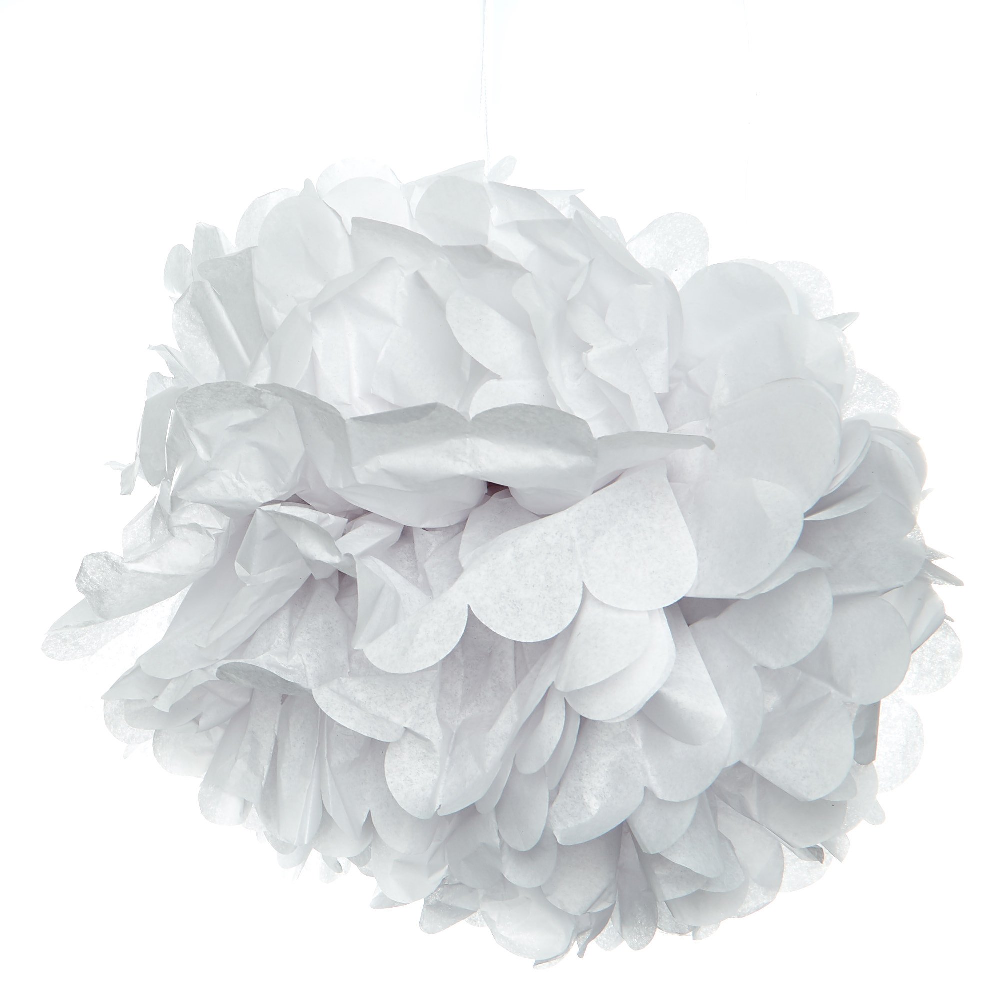 Mini Tissue Paper Pom-Pom Decorations - White (Pack Of 3)