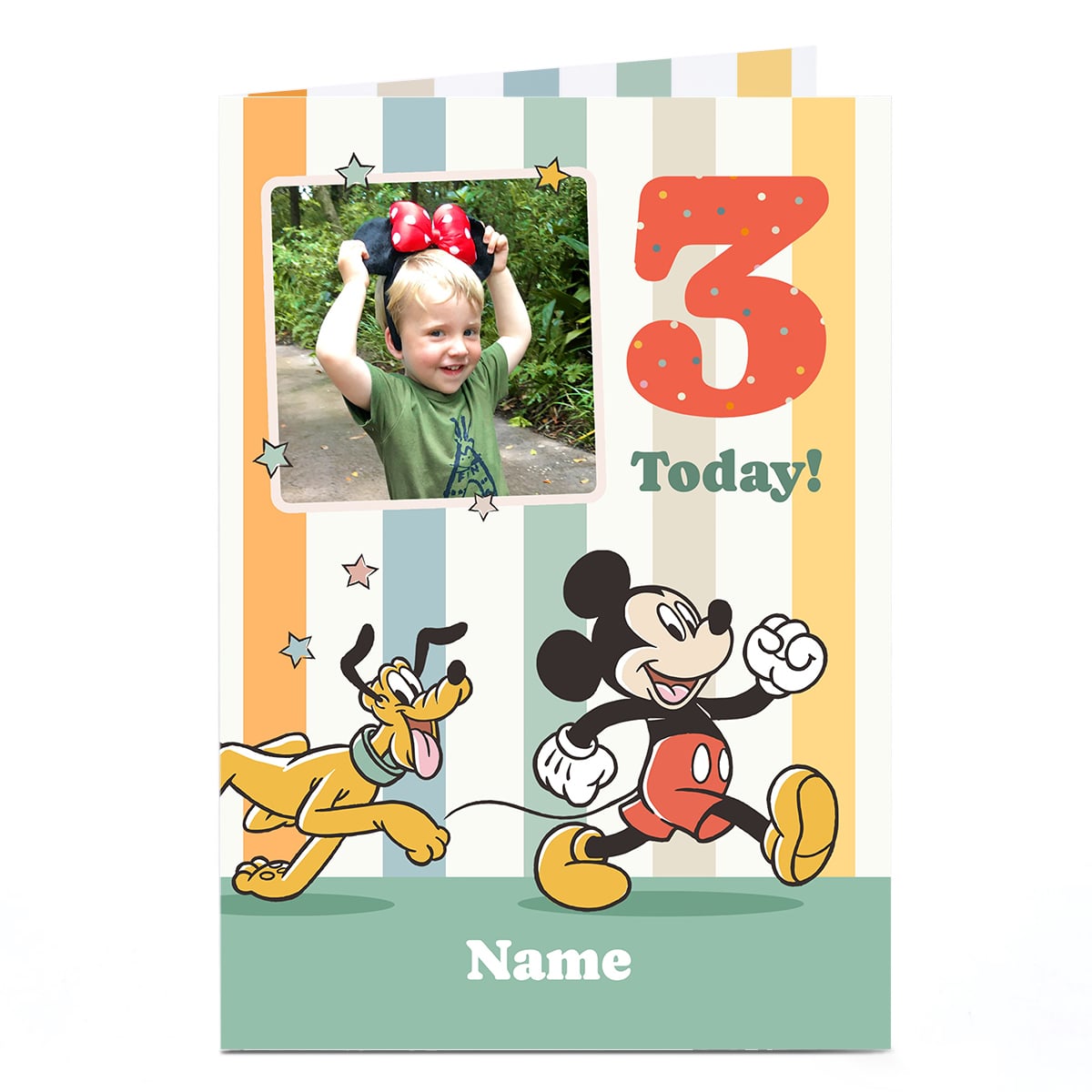 Photo Mickey & Pluto Birthday Card - 3 Today
