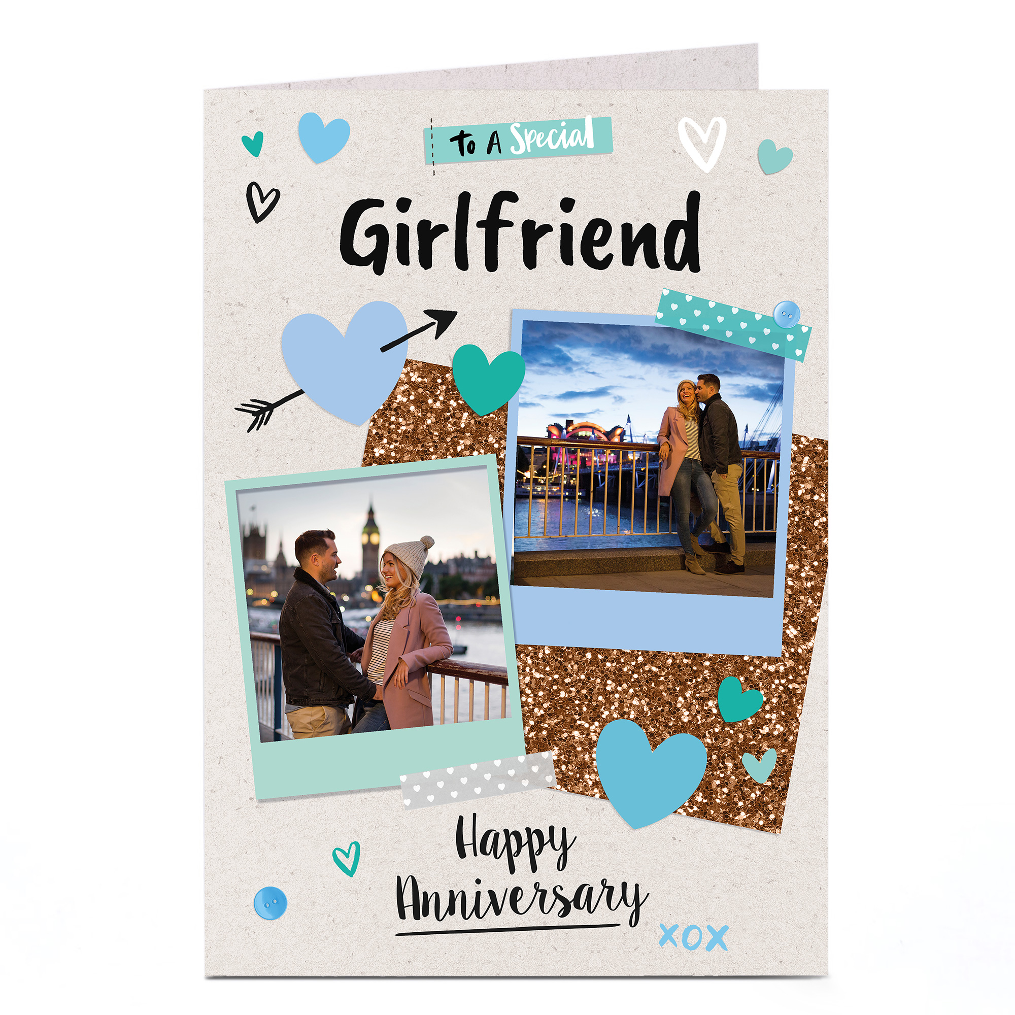Photo Anniversary Card - Polaroid Scrapbook, Girlfriend