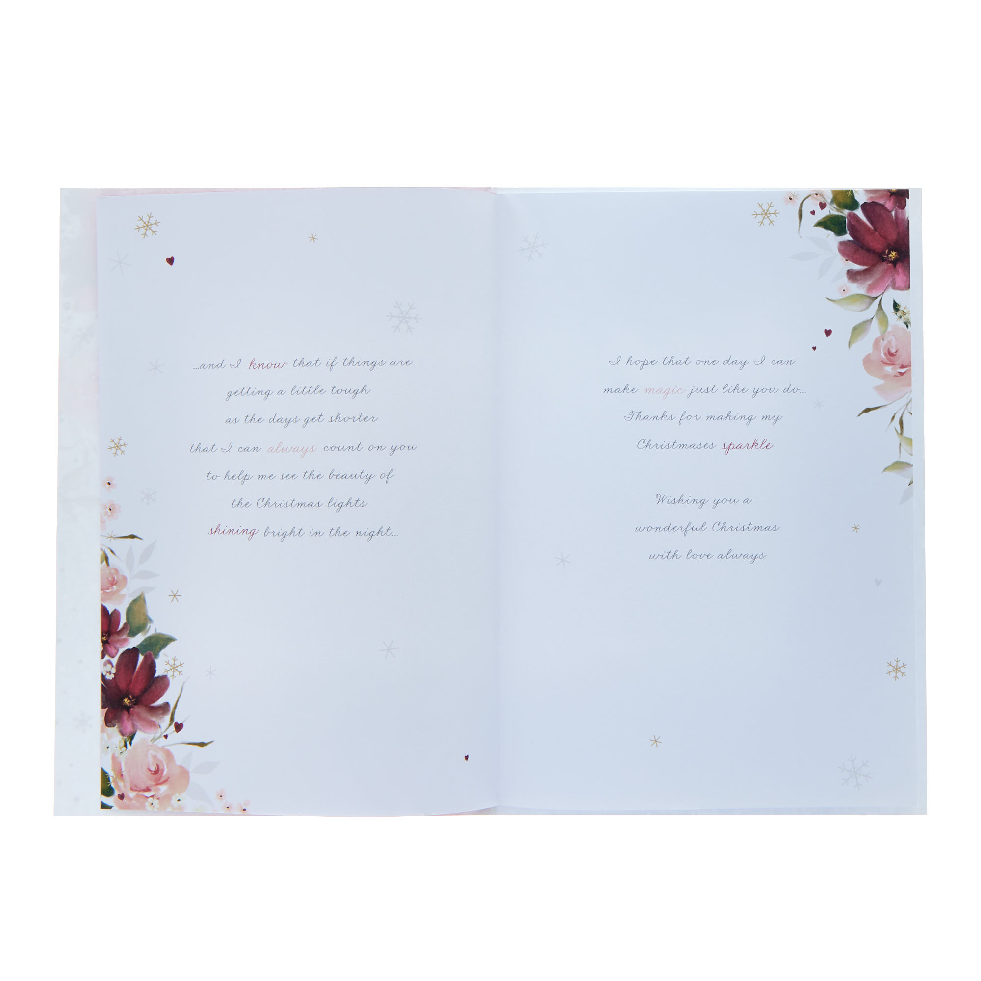 Mum From Daughter Floral Verse Christmas Card