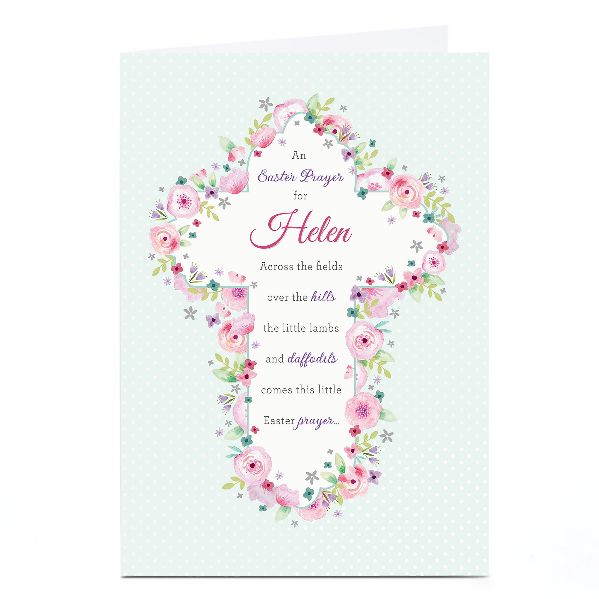 Personalised Easter Card - Pink Floral Cross