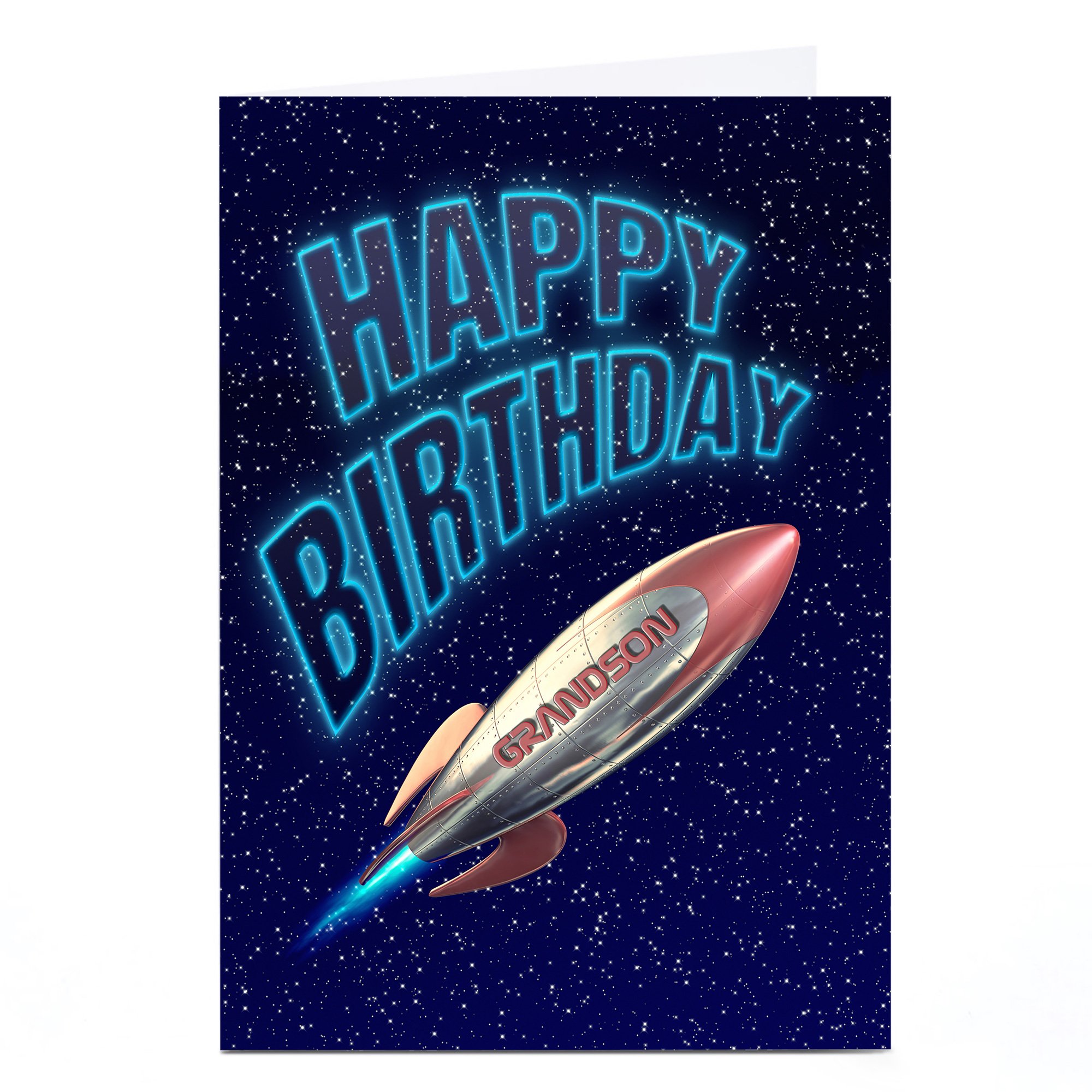 Personalised Birthday Card - Rocket [Grandson]