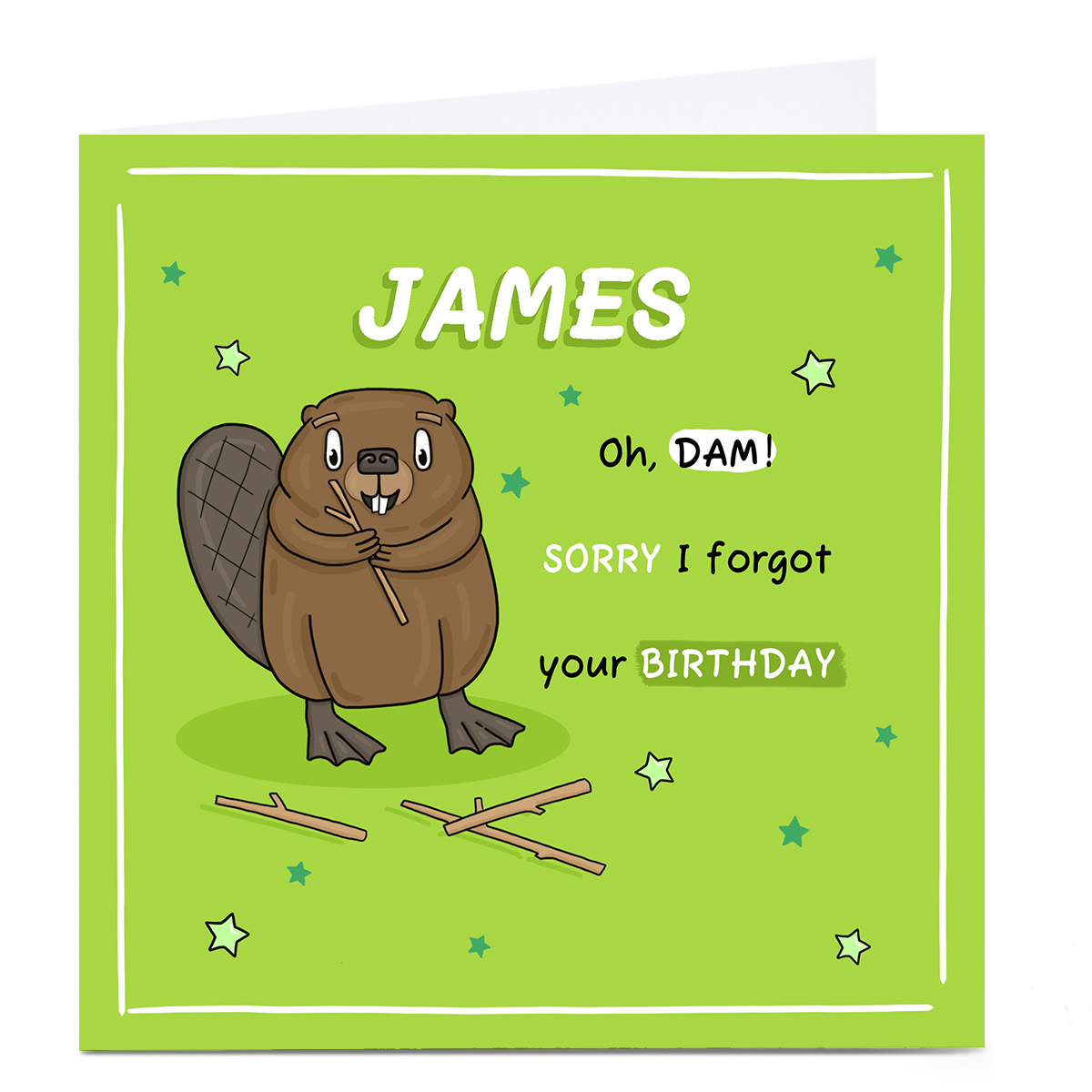 Personalised Belated Birthday Card - Oh, Dam!