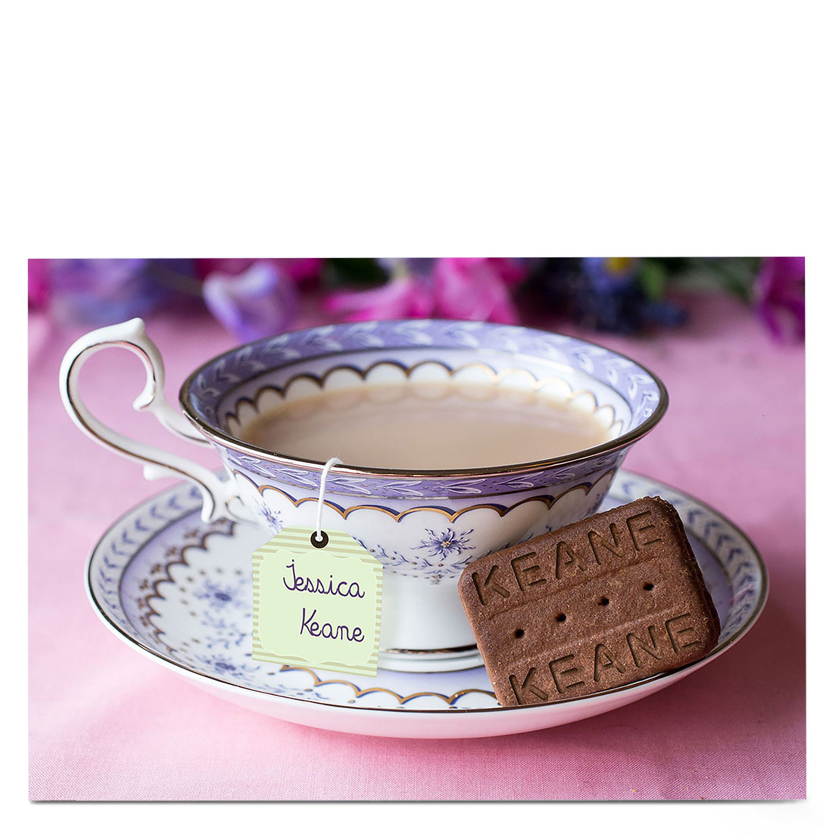 Personalised Card - Teacup & Biscuit