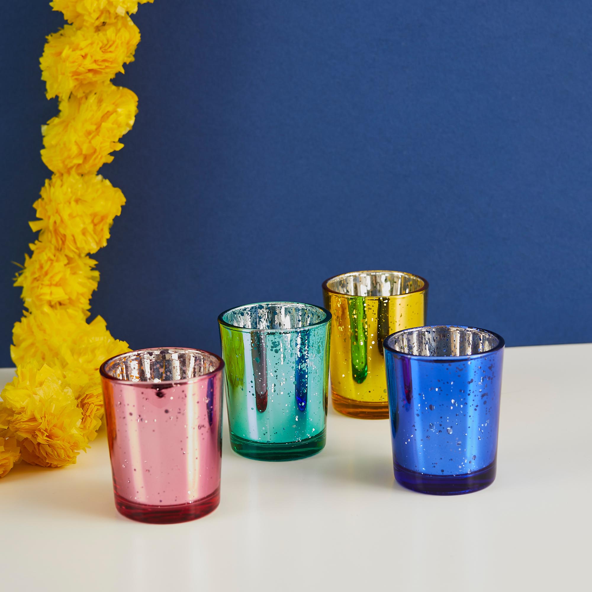 Assorted Glass Candle Holders 4 Pack