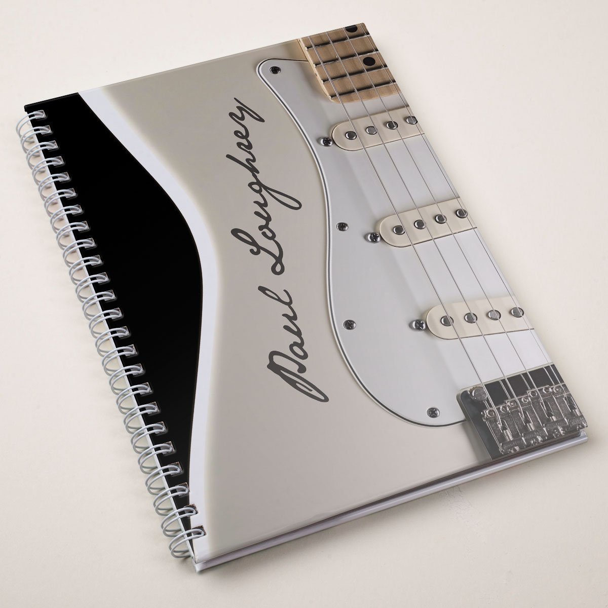 Personalised Cream Guitar Notebook