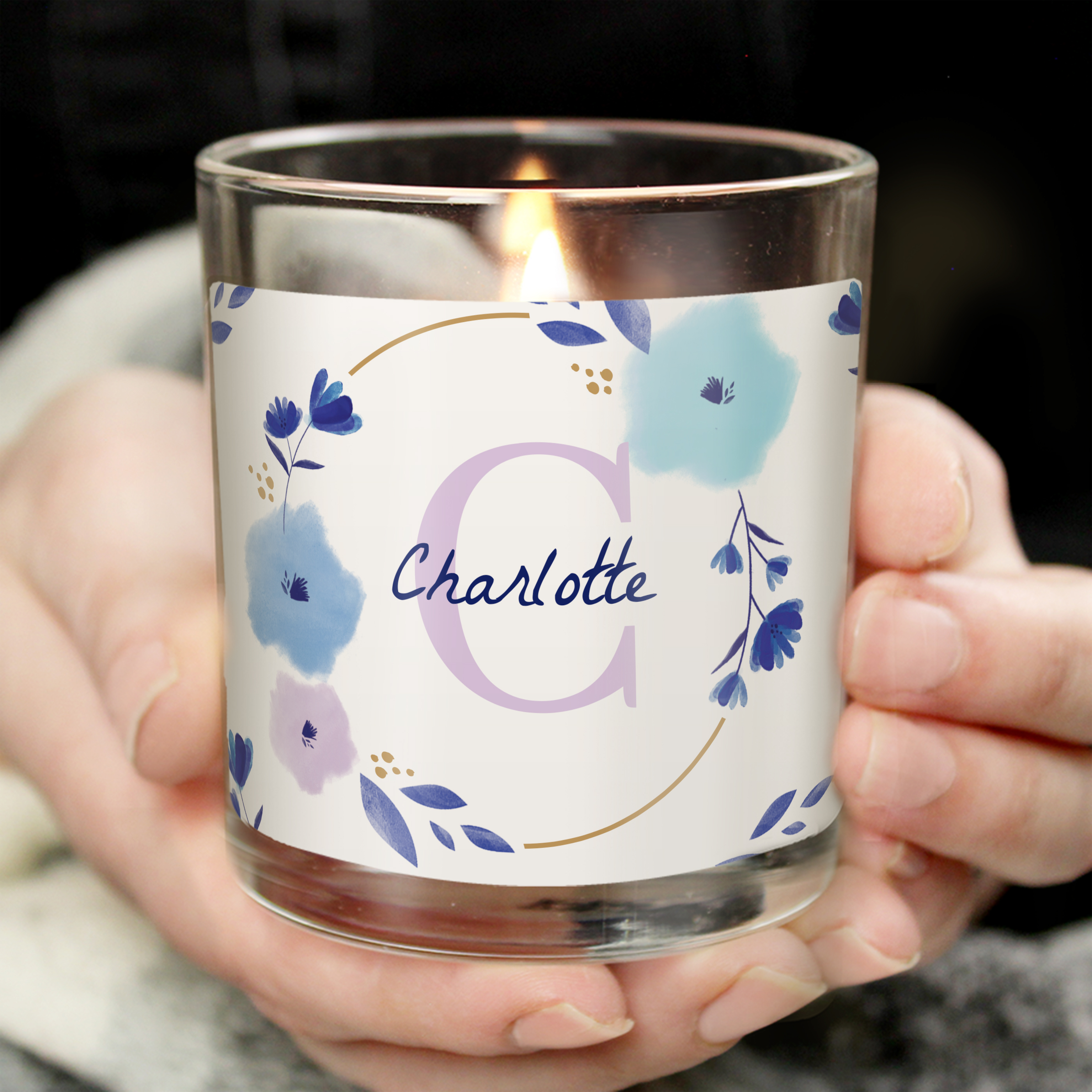 Personalised Floral Initial Small Candle Jar
