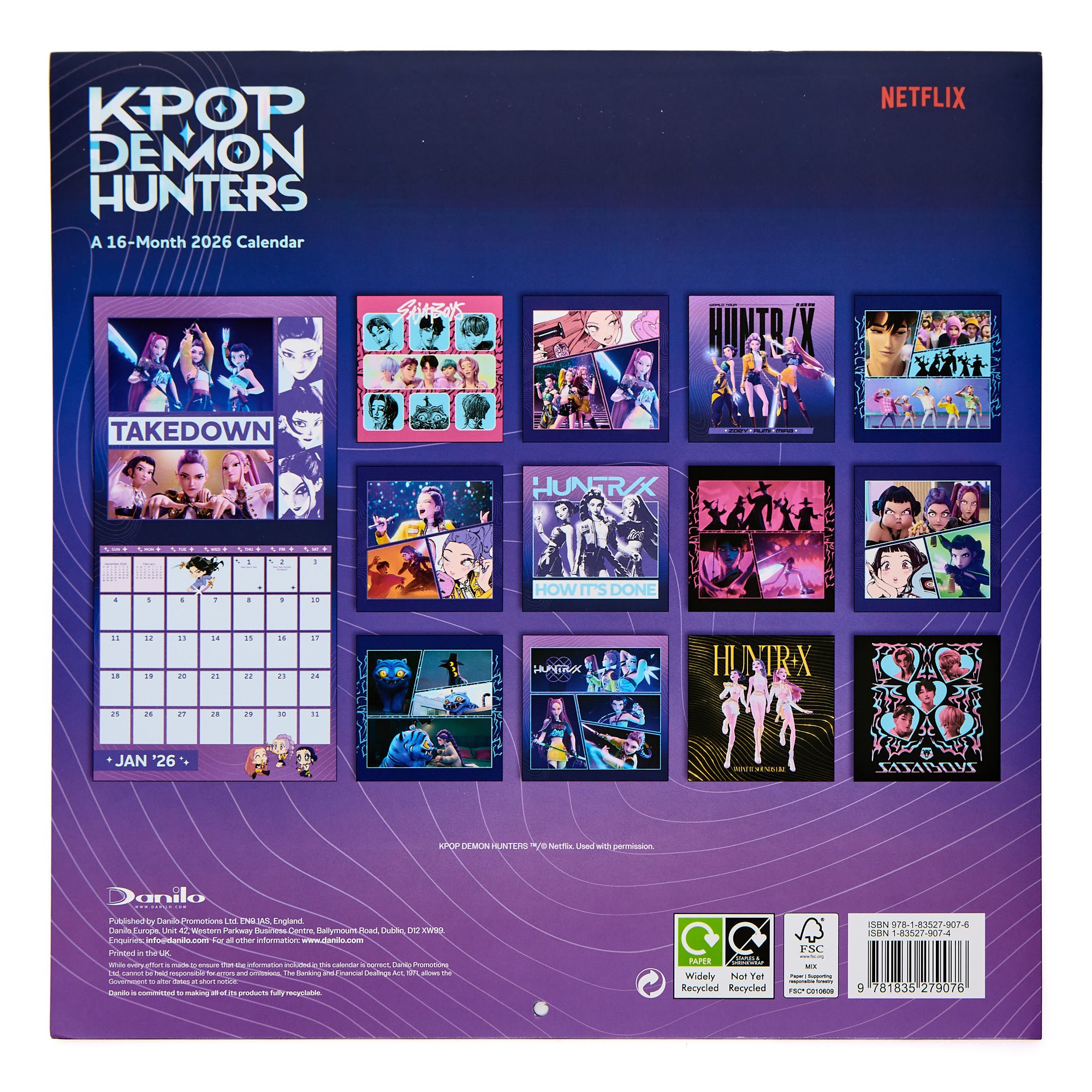 K-Pop Demon Hunters 16-Month 2026 Square Wall Calendar