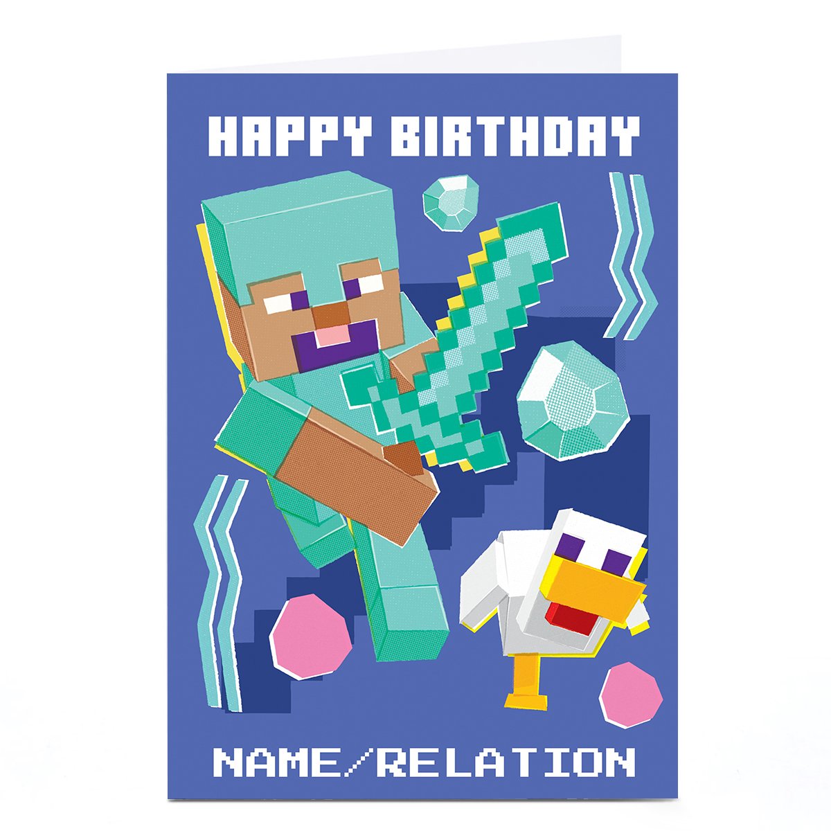 Personalised Birthday Card - Minecraft Any Name or Relation