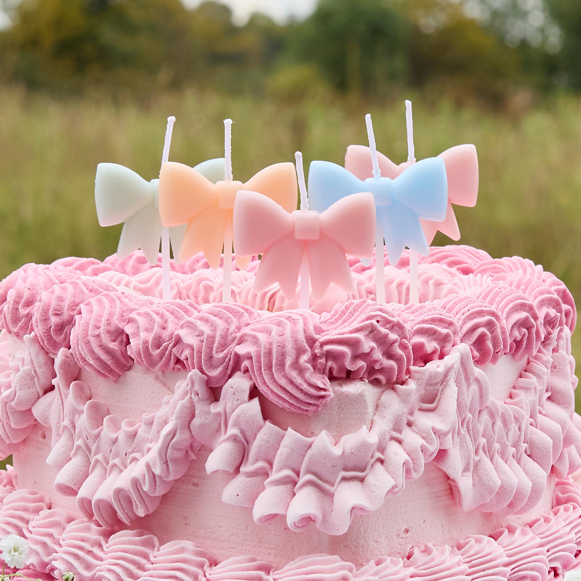 Pastel Bow Cake Candles - Pack of 5