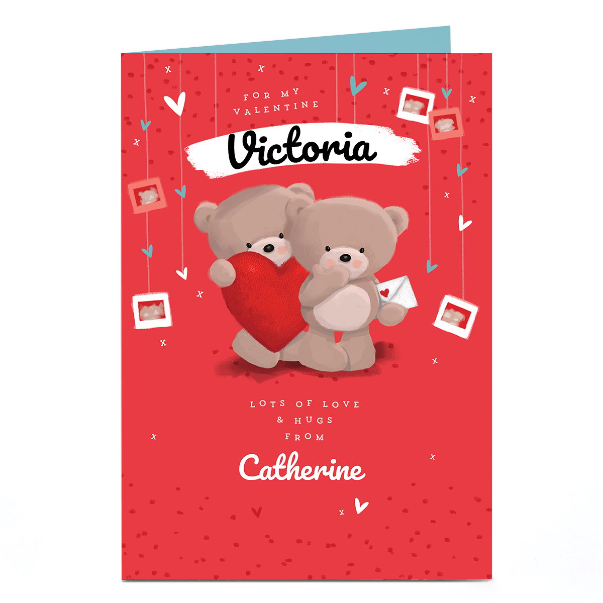 A4 Personalised Hugs Bear Valentine's Day Card - Love & Hugs 