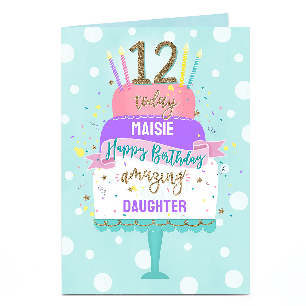 Personalised Birthday Card - Pastel Cake