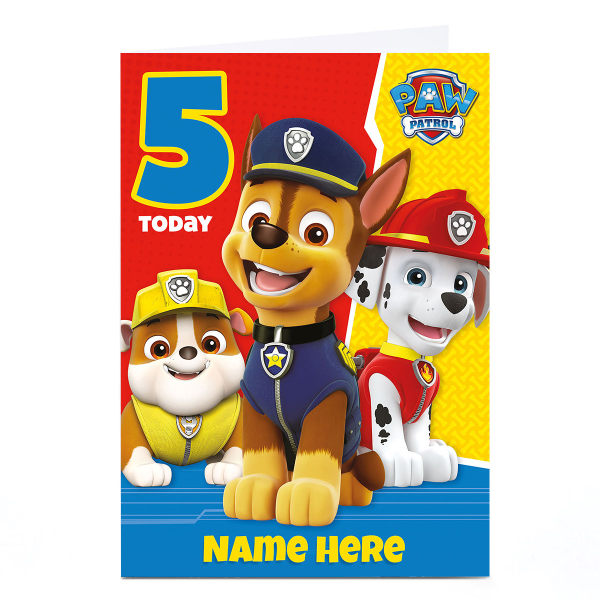 Personalised Paw Patrol Card - 5 Today
