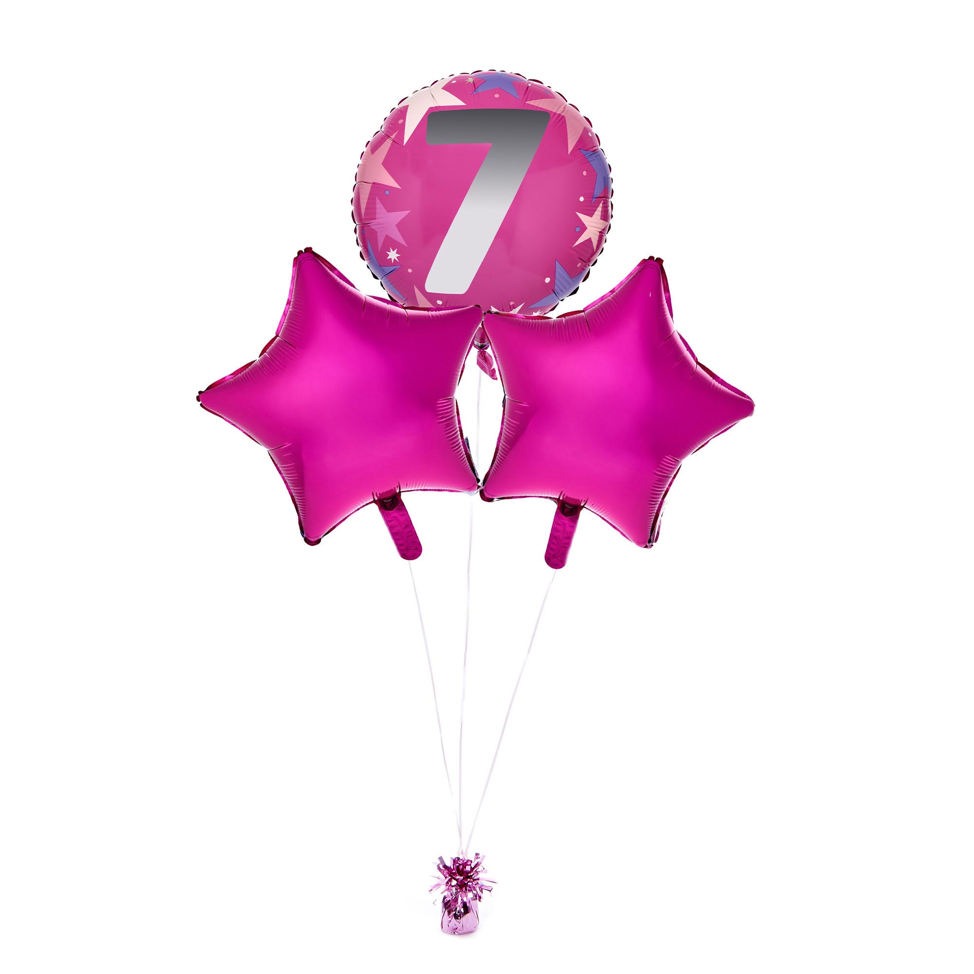 Pink 7th Birthday Balloon Bouquet - Delivered Inflated!