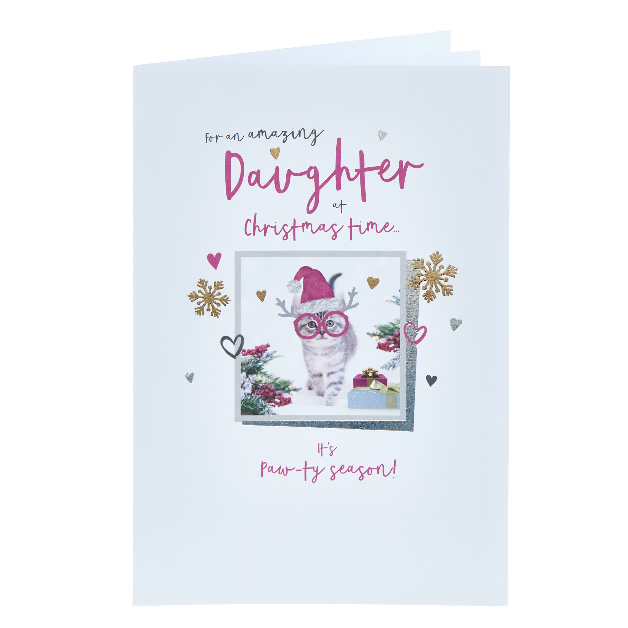 Daughter Festive Kitten Christmas Card