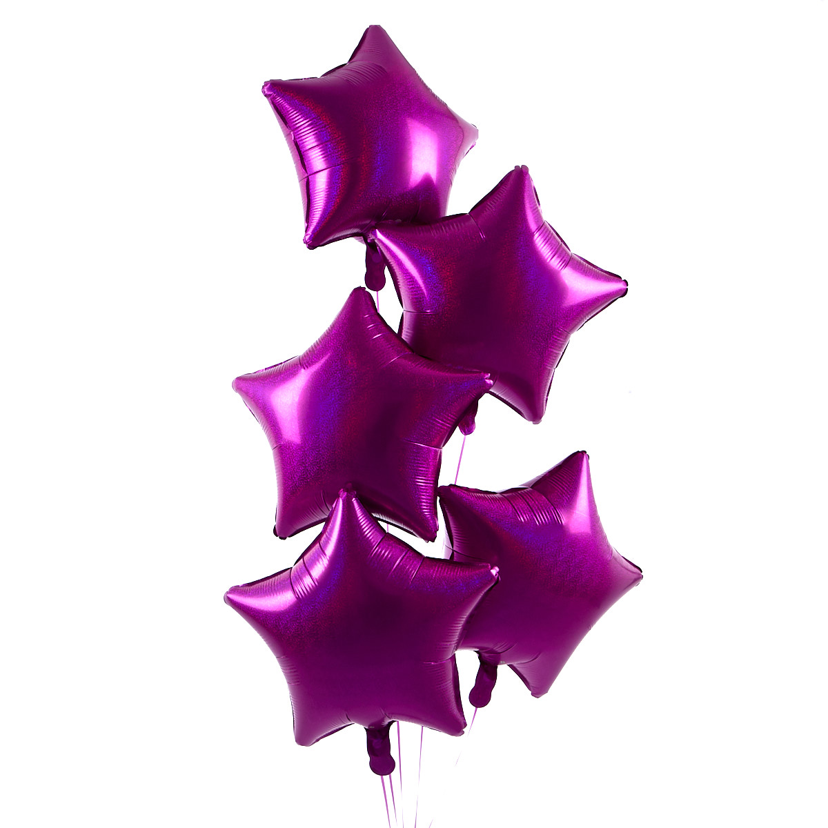 5 Magenta Stars Balloon Bouquet - DELIVERED INFLATED!